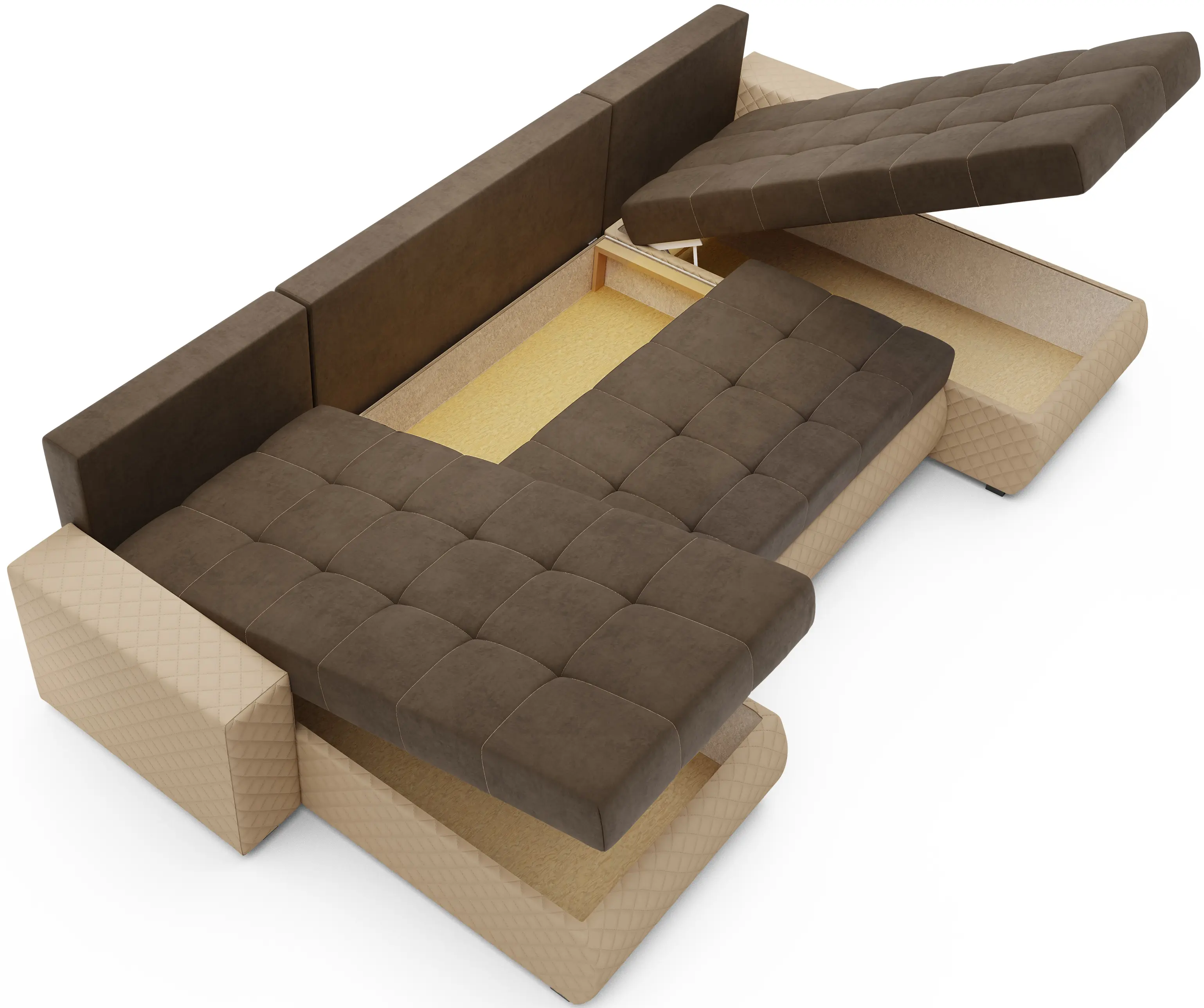 Canapea in forma de U Space Meble Bolt U Bis M20/D100Pik (Brown/Beige)