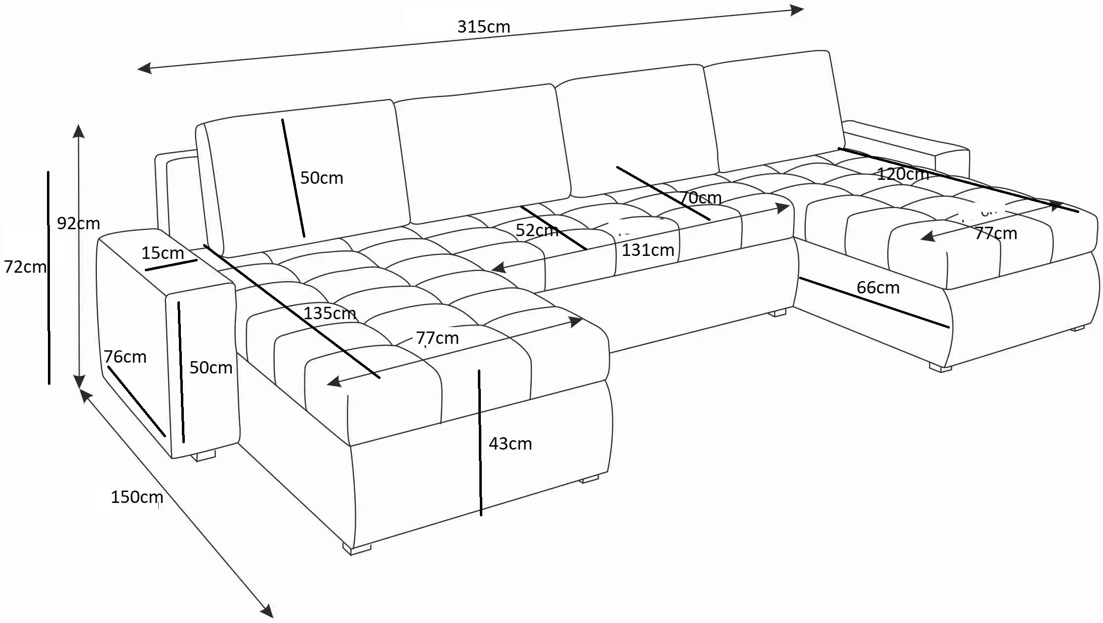 Canapea in forma de U Space Meble Bolt U Bis M20/D100Pik (Brown/Beige)
