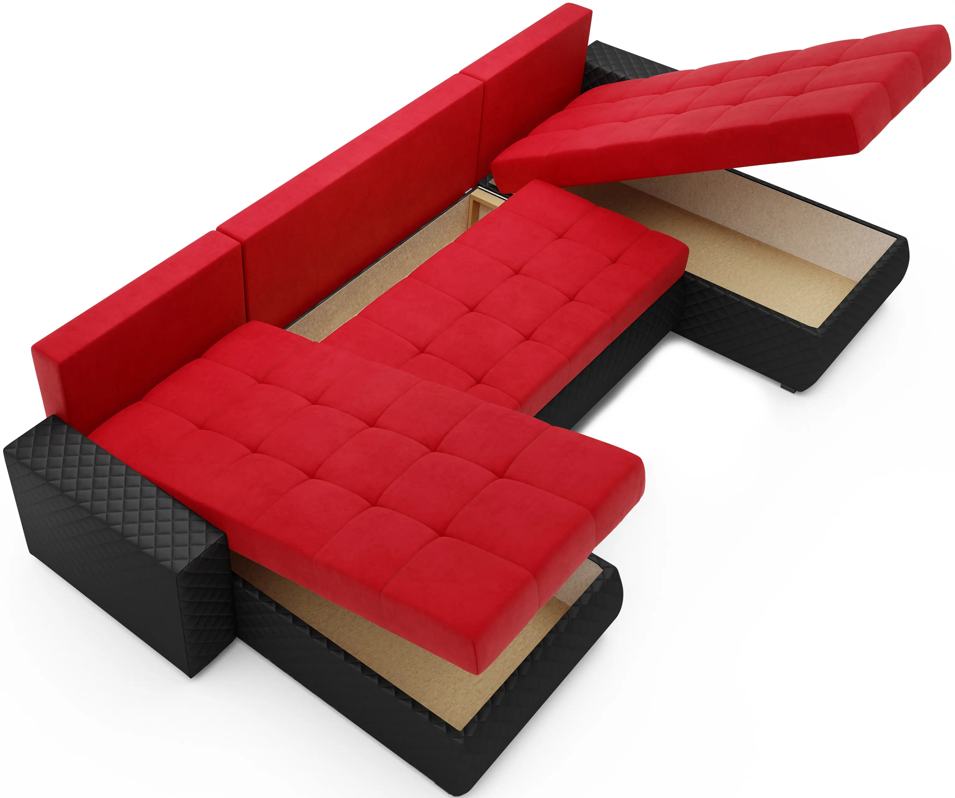 Canapea in forma de U Space Meble Bolt U Bis M22/D8Pik (Red/Black)