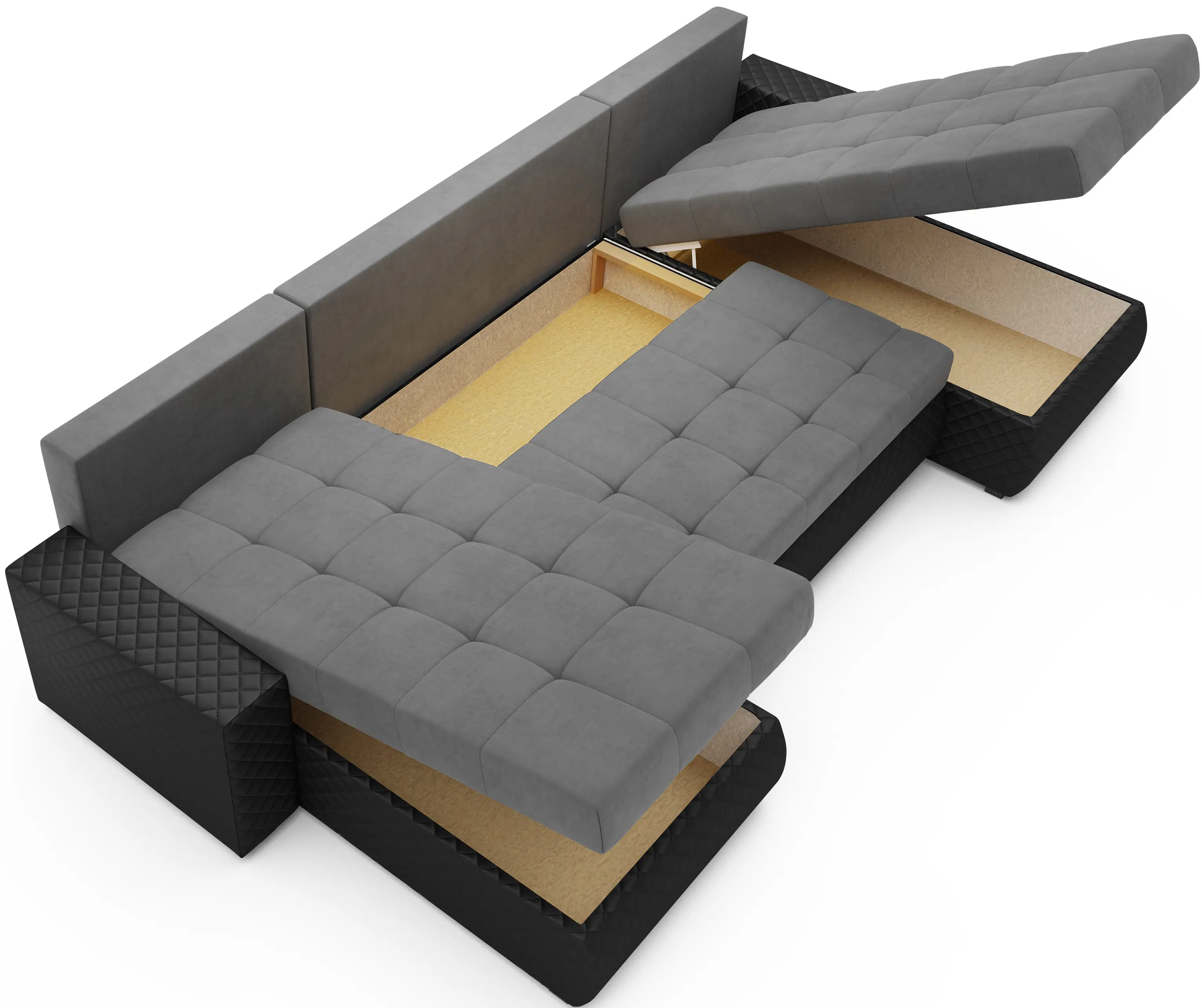 Canapea in forma de U Space Meble Bolt U Bis M27/D8Pik (Gray/Black)