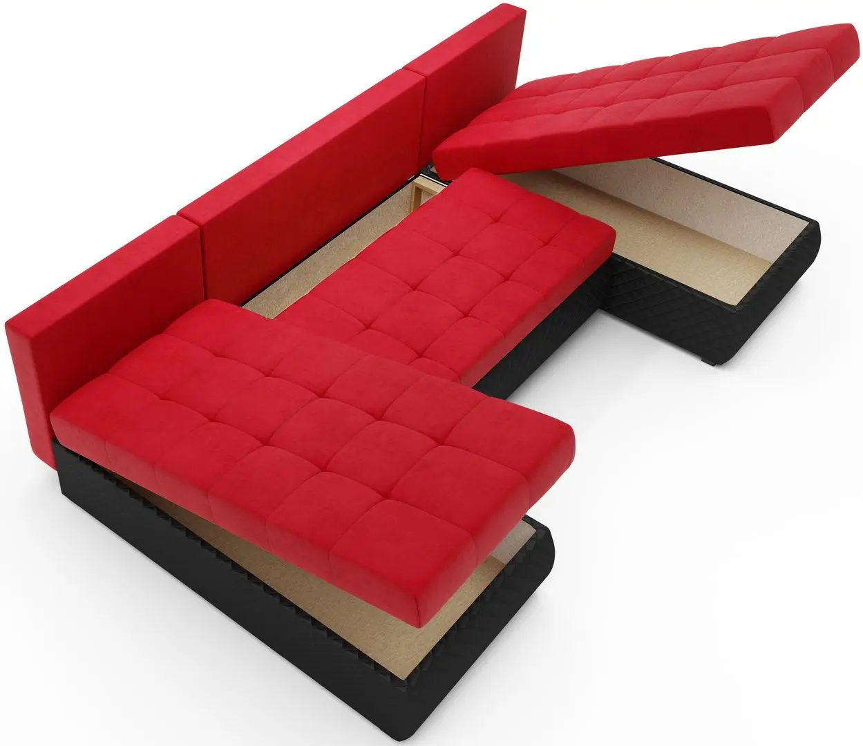 Диван П-образный Space Meble Bolt U M22/D8Pik (Red/Black)