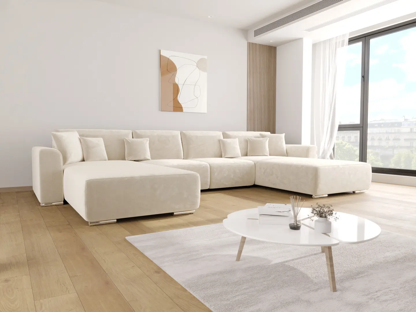 Canapea in forma de U Space Meble Gusto U Monolith 02 (Light Beige)