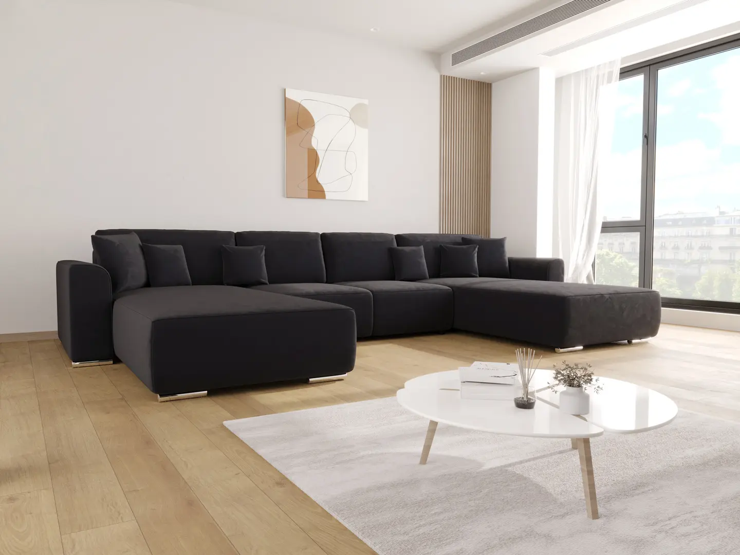 Диван П-образный Space Meble Gusto U Monolith 97 (Dark Graphite)