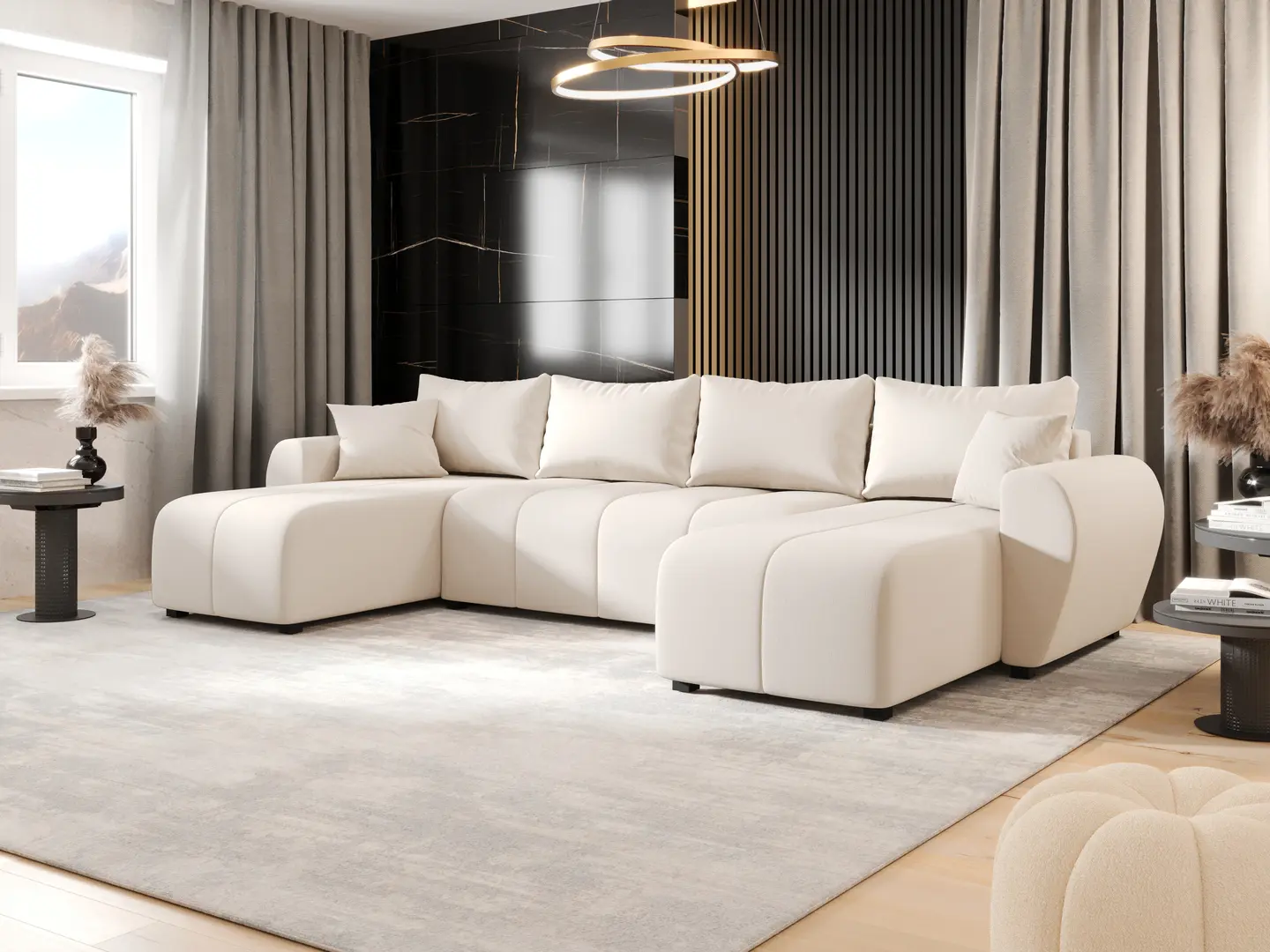 Canapea in forma de U Space Meble Molisa U Cosmic 10 (Cream)