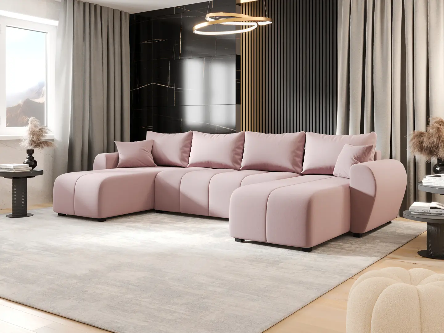 Canapea in forma de U Space Meble Molisa U Cosmic 14 (Powder Pink)