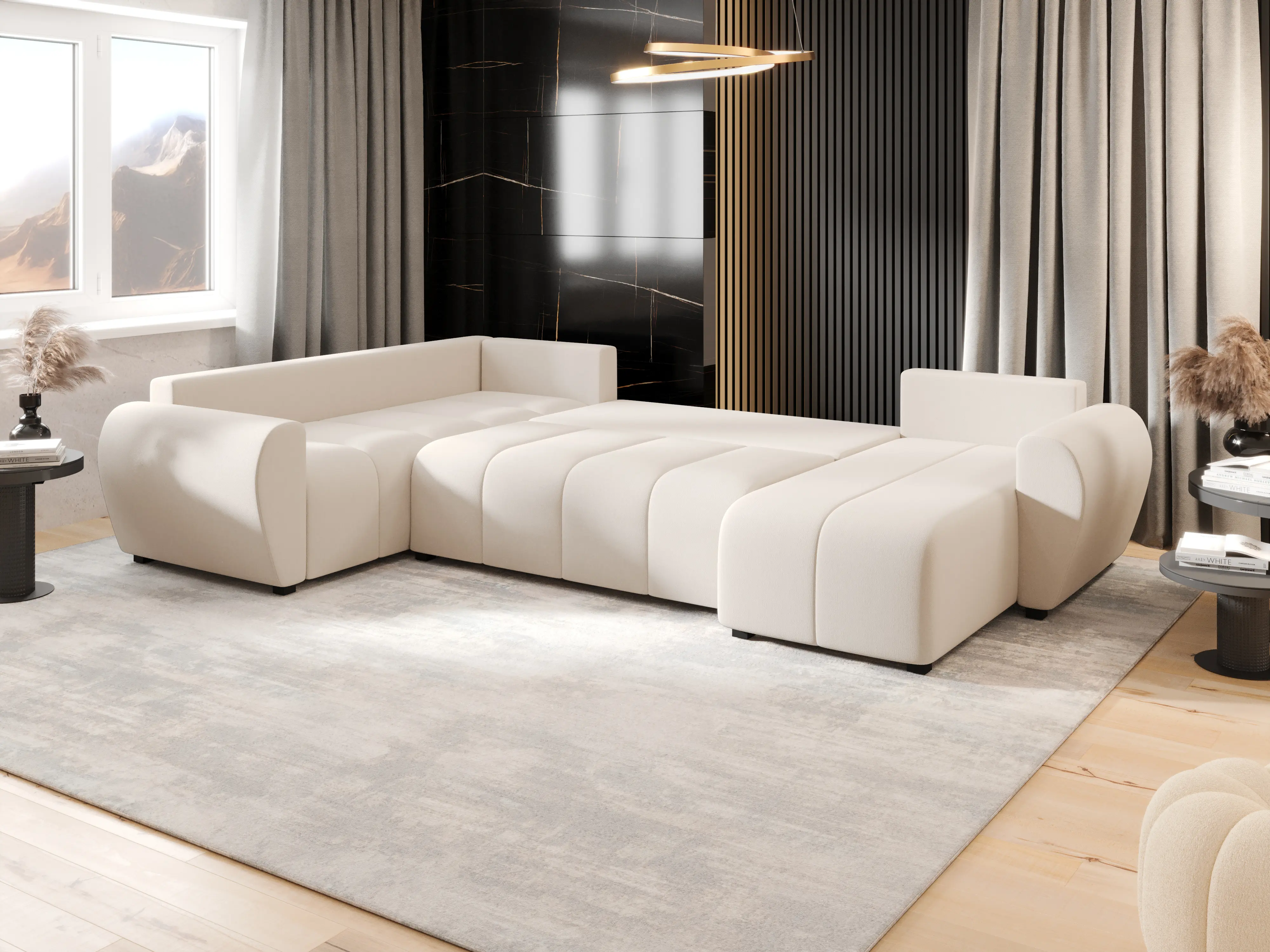 Canapea in forma de U Space Meble Molisa U Plus Cosmic 10 (Cream)