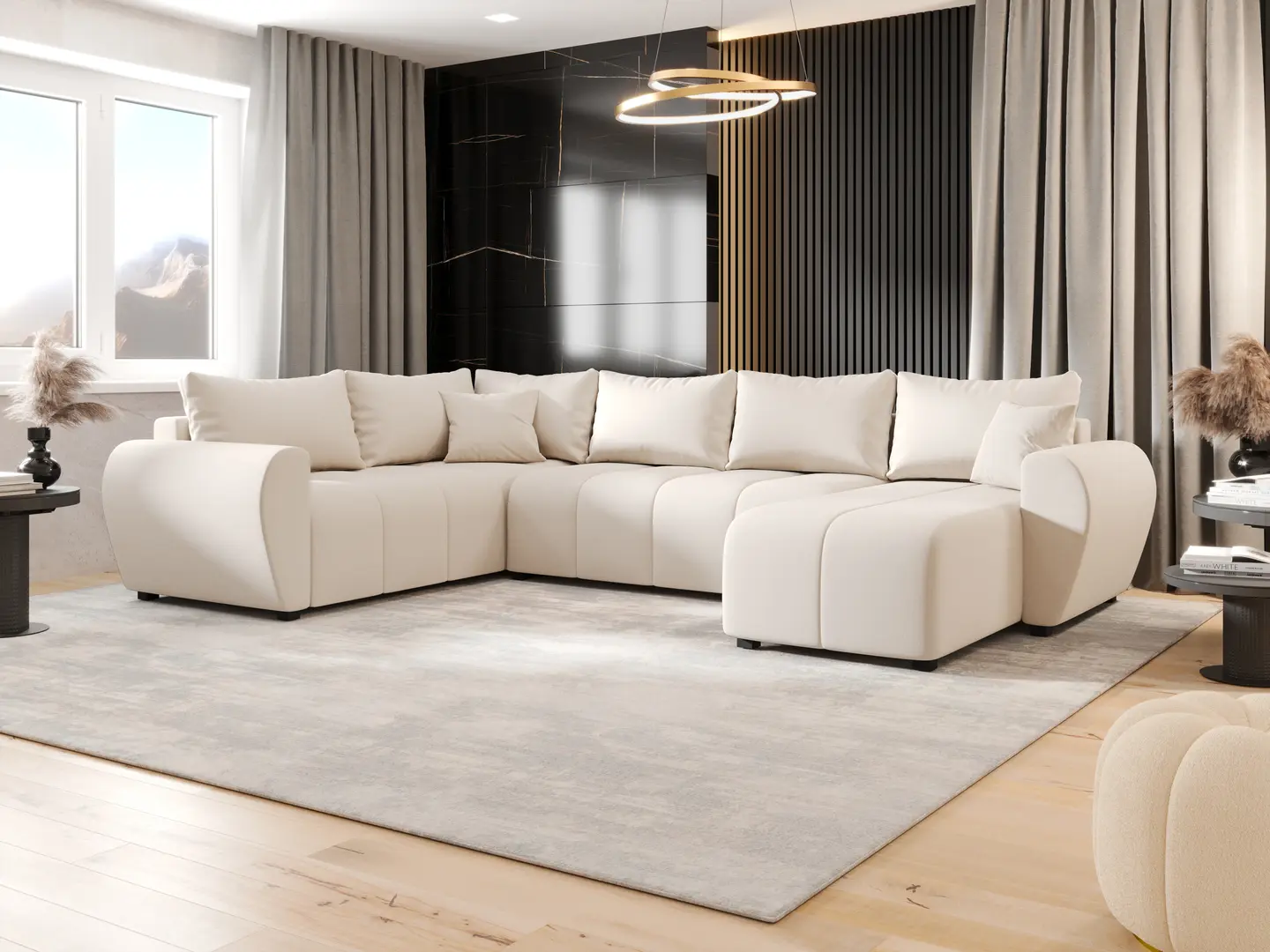 Canapea in forma de U Space Meble Molisa U Plus Cosmic 10 (Cream)