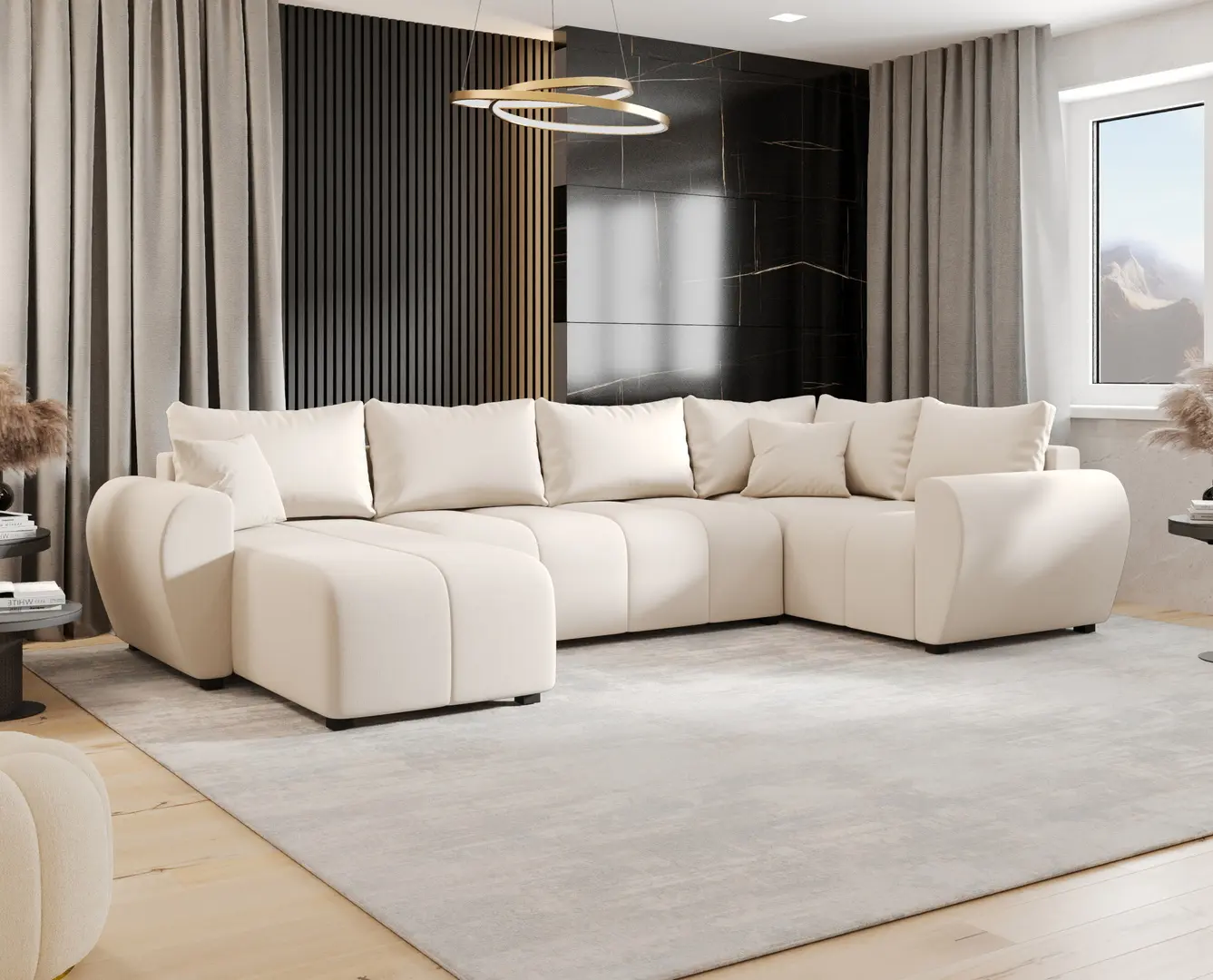 Canapea in forma de U Space Meble Molisa U Plus Cosmic 10 Right (Cream)