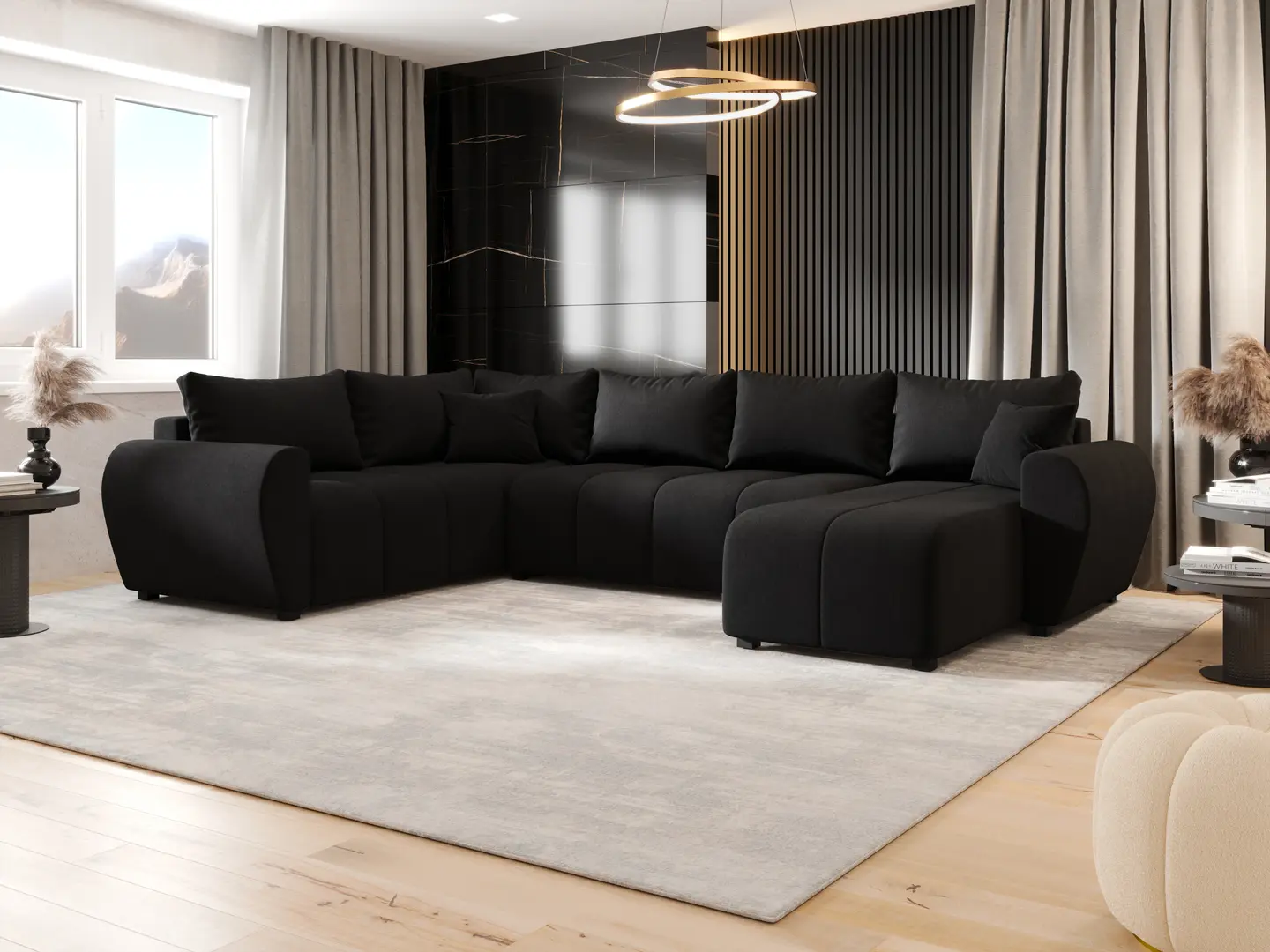 Canapea in forma de U Space Meble Molisa U Plus Cosmic 100 (Black)