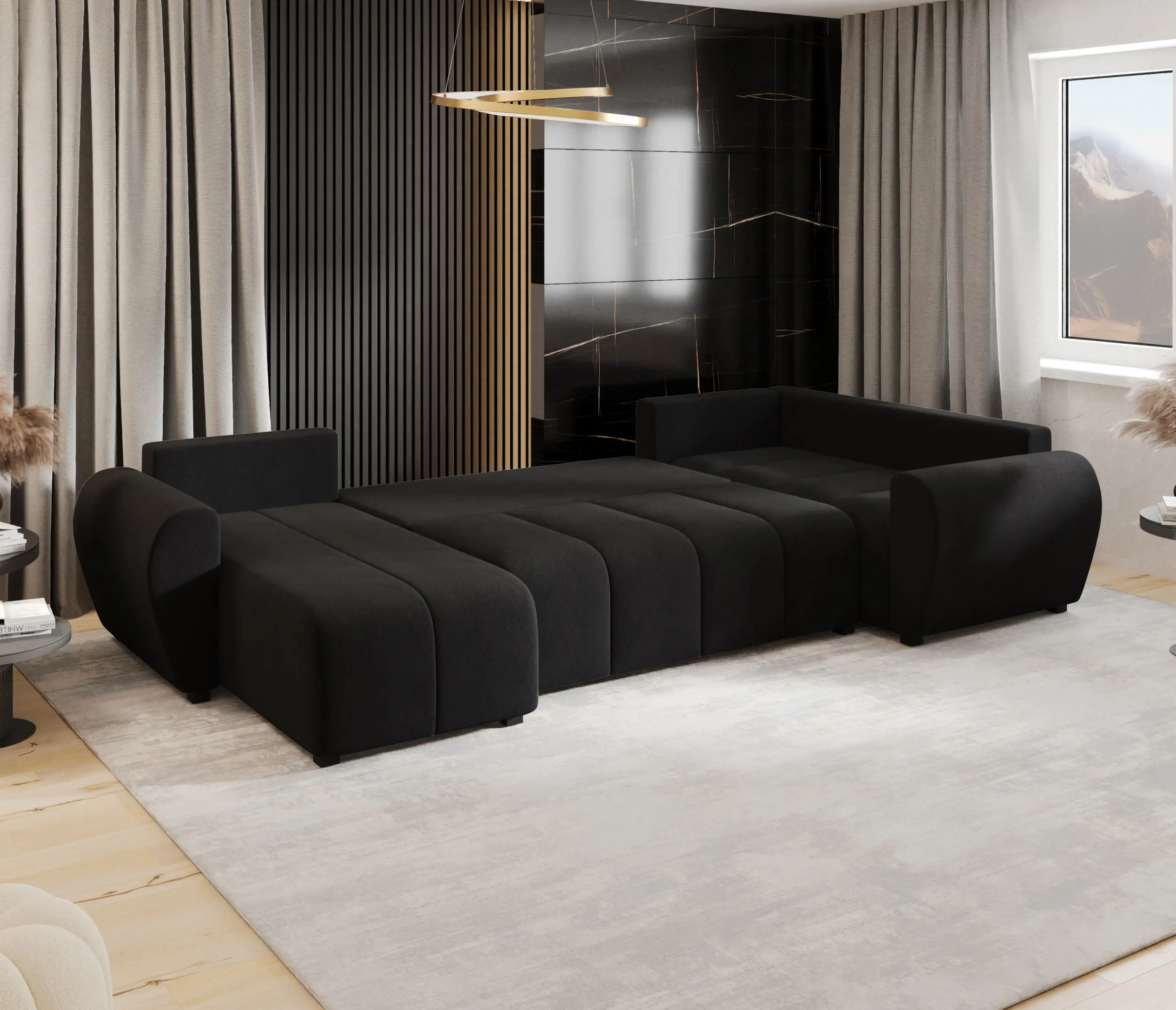 Canapea in forma de U Space Meble Molisa U Plus Cosmic 100 Right (Black) - 7