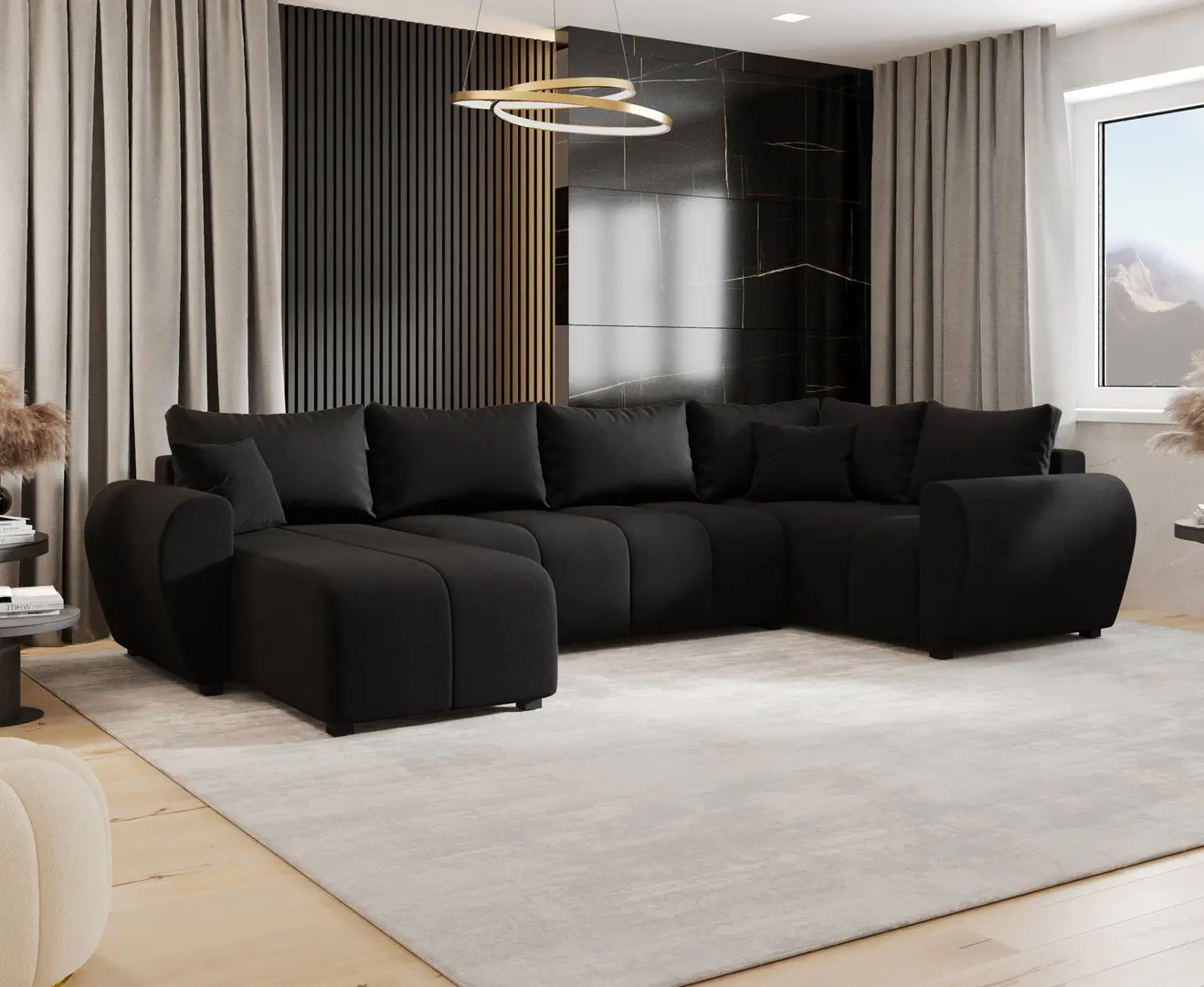 Canapea in forma de U Space Meble Molisa U Plus Cosmic 100 Right (Black)