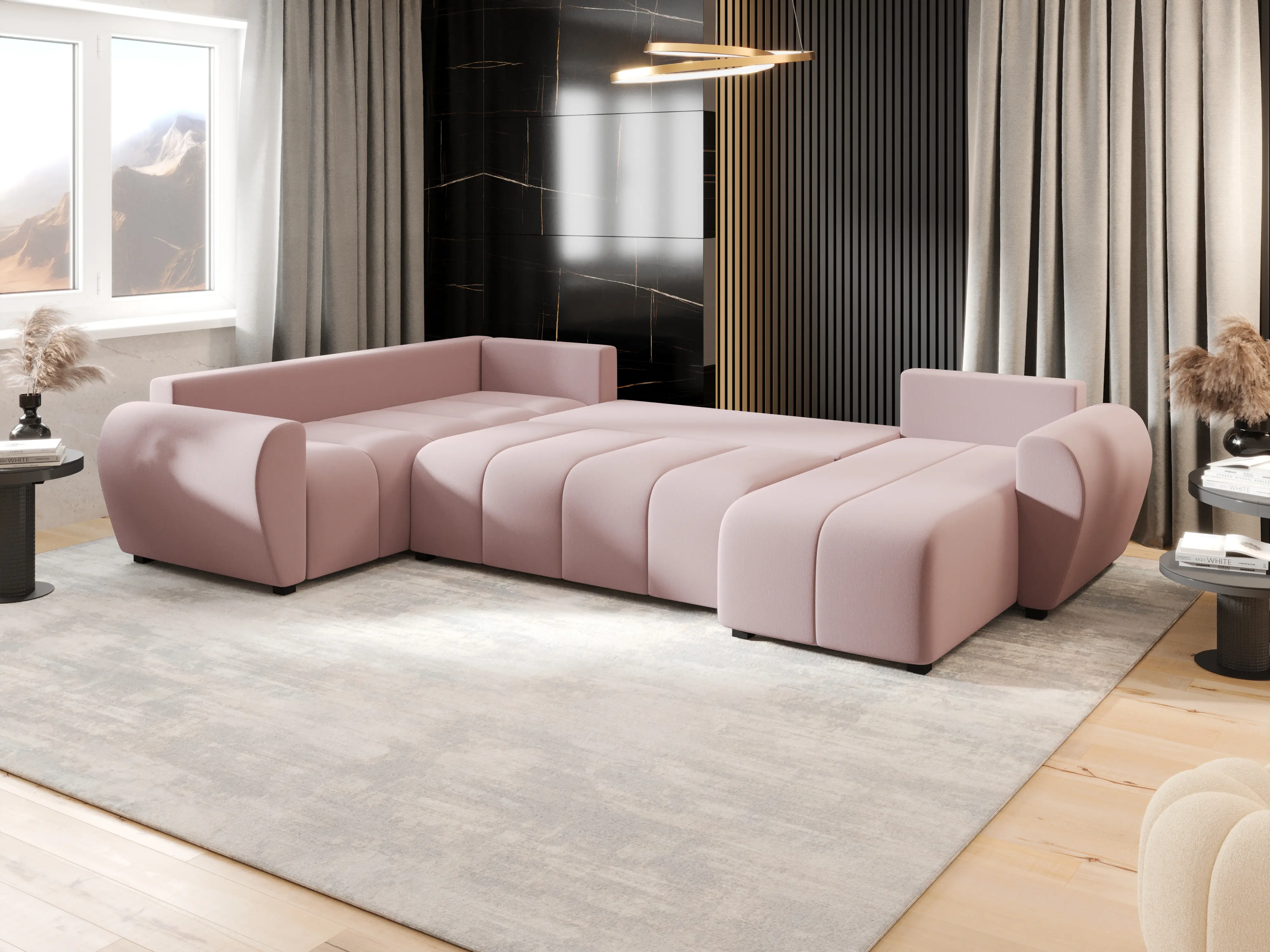 Canapea in forma de U Space Meble Molisa U Plus Cosmic 14 (Powder Pink)