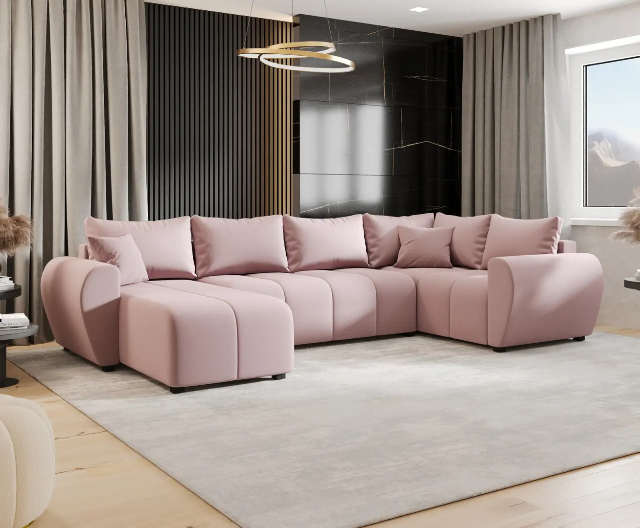 Canapea in forma de U Space Meble Molisa U Plus Cosmic 14 Right (Powder Pink)