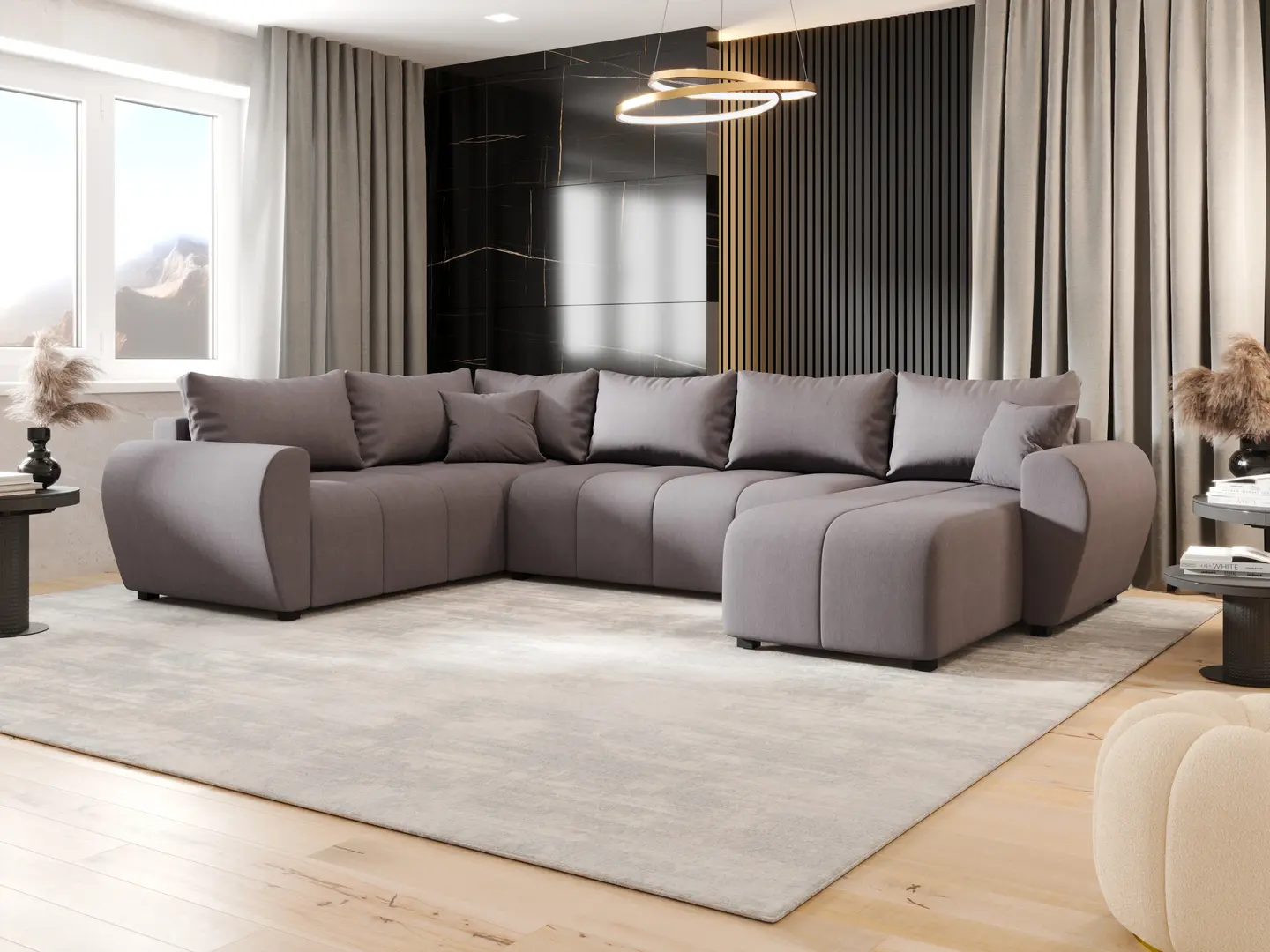 Canapea in forma de U Space Meble Molisa U Plus Cosmic 160 (Gray)