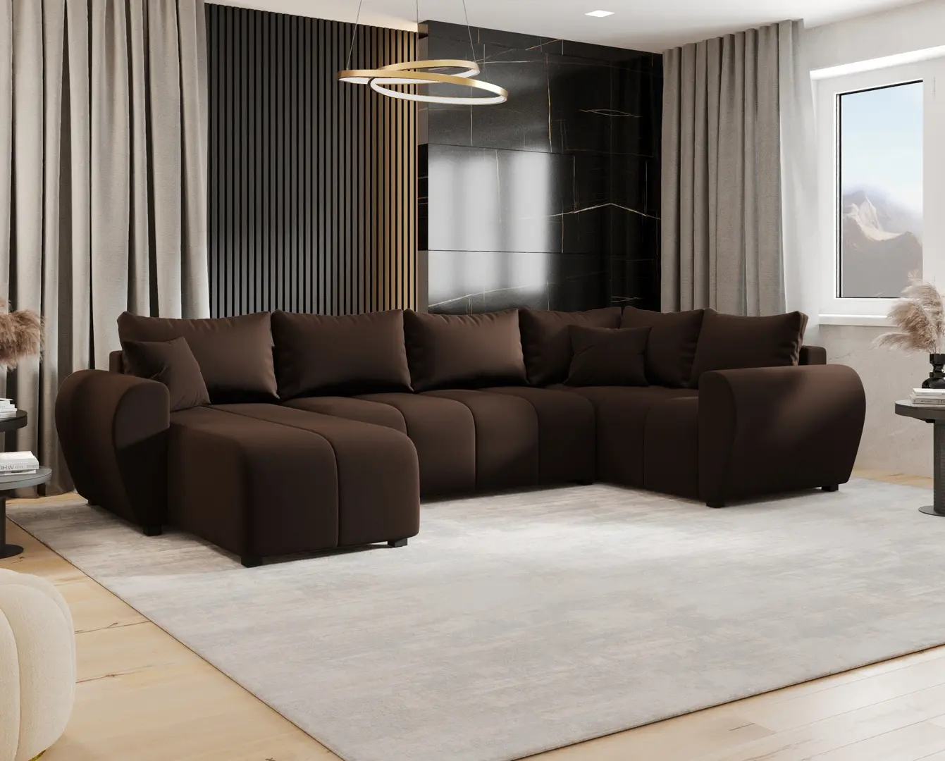 Canapea in forma de U Space Meble Molisa U Plus Cosmic 800 Right (Brown)