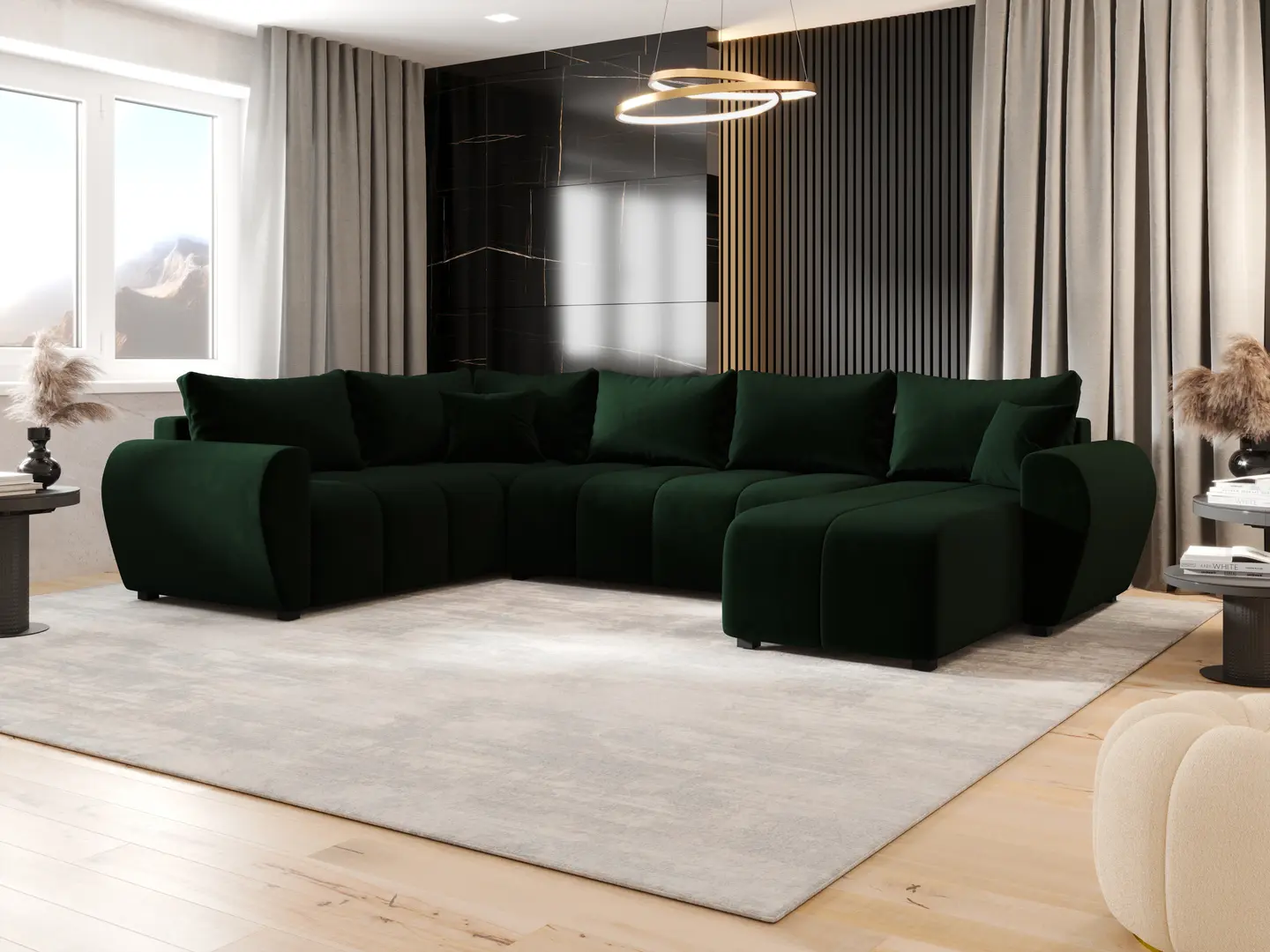 Canapea in forma de U Space Meble Molisa U Plus Itaka 10 (Green Dark)