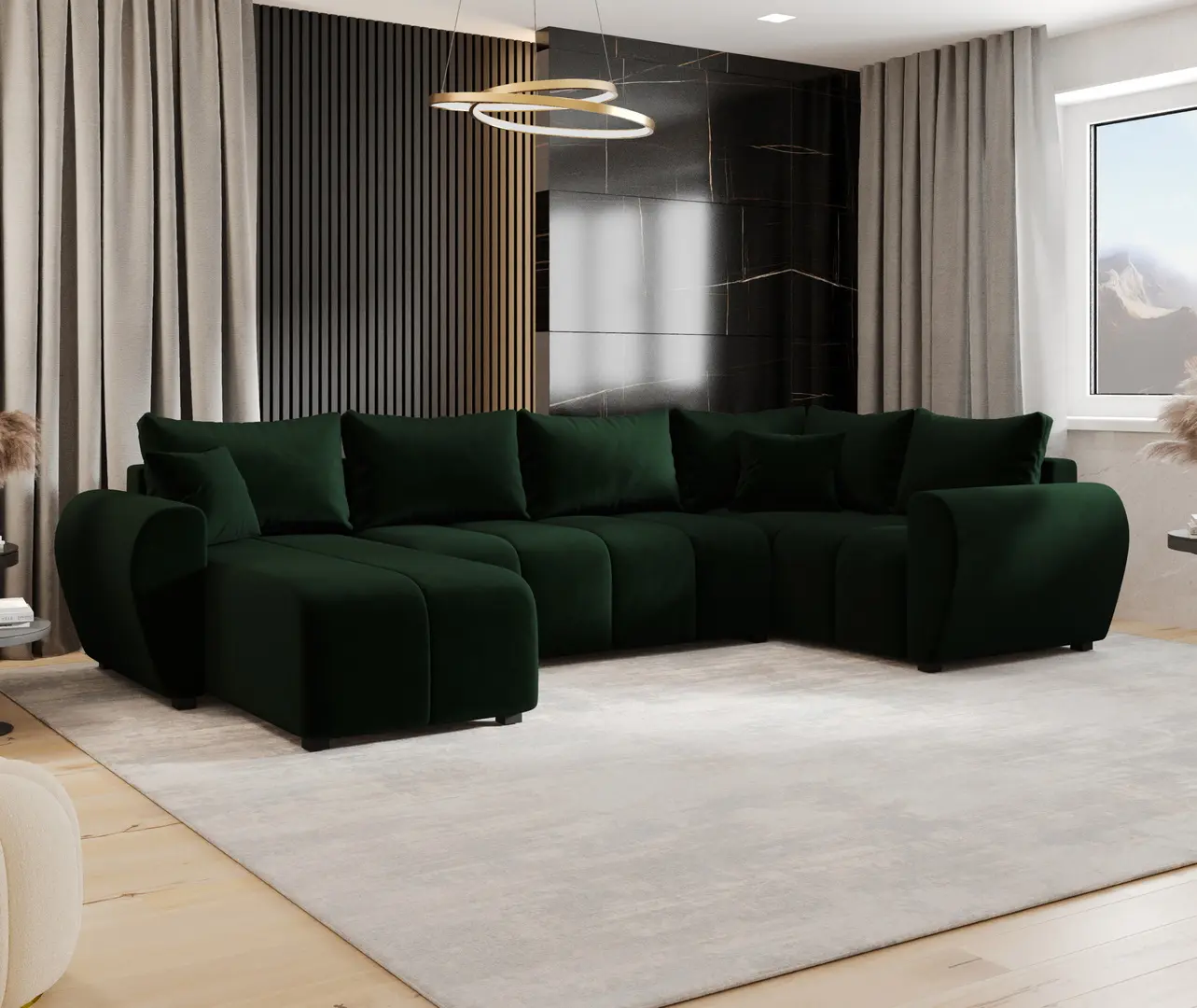 Canapea in forma de U Space Meble Molisa U Plus Itaka 10 Right (Dark Green)