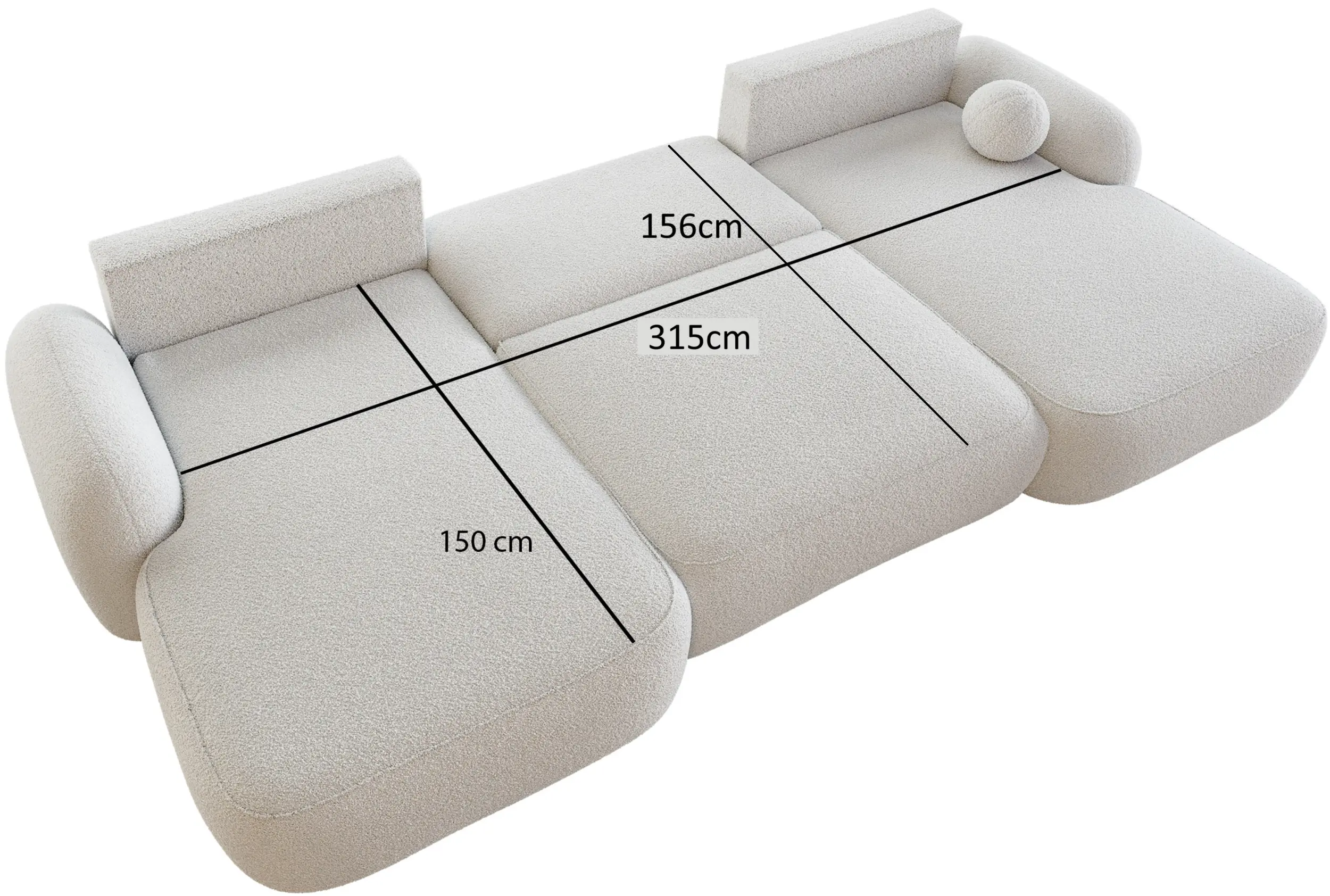 Canapea in forma de U Space Meble Molly U Terra Frotte 1 (Cream) - 6