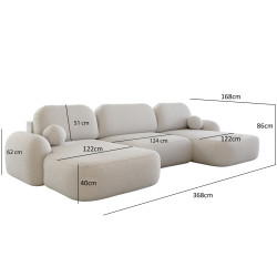 Canapea in forma de U Space Meble Molly U Terra Frotte 1 (Cream) Thumb