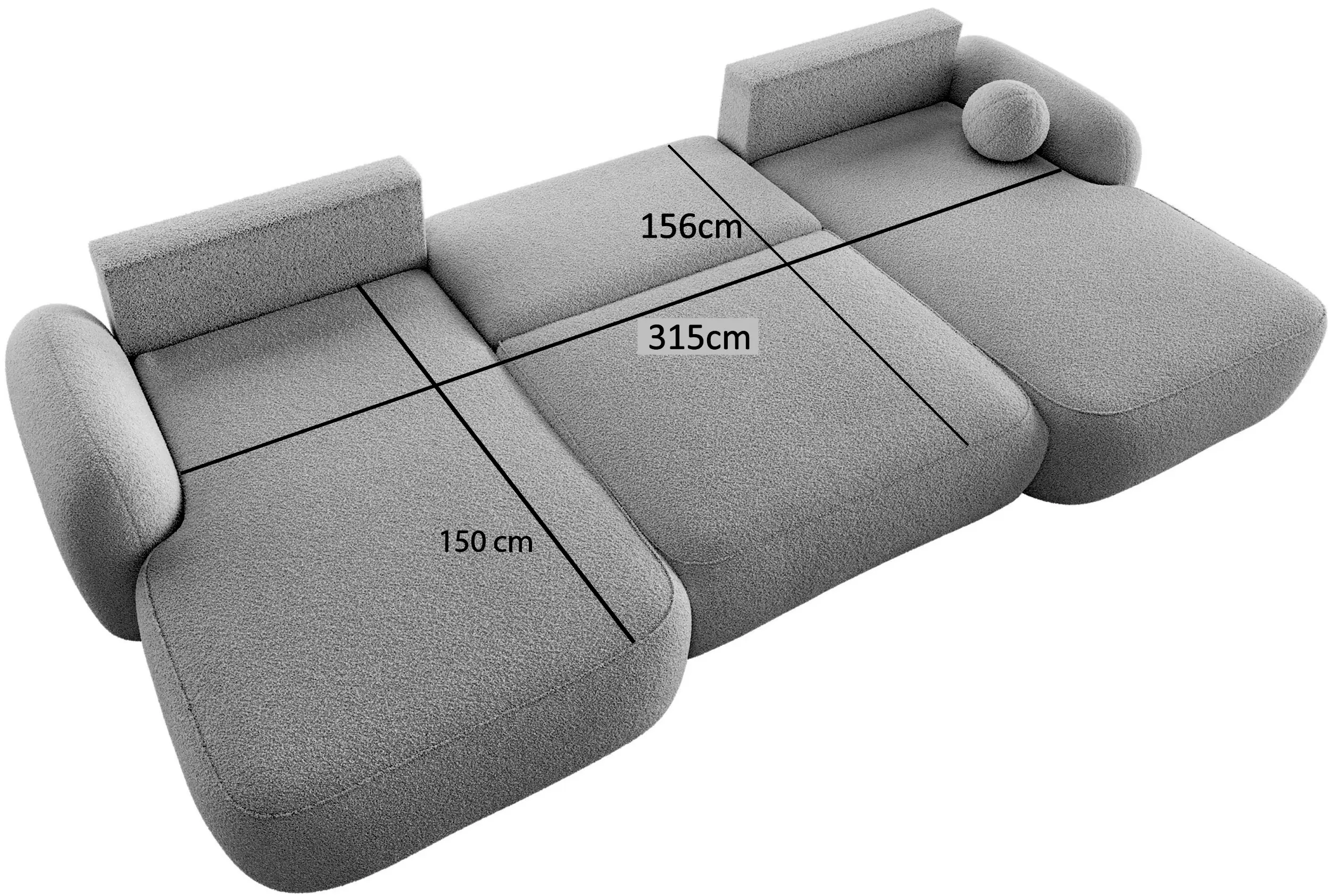 Canapea in forma de U Space Meble Molly U Terra Frotte 14 (Black) - 5