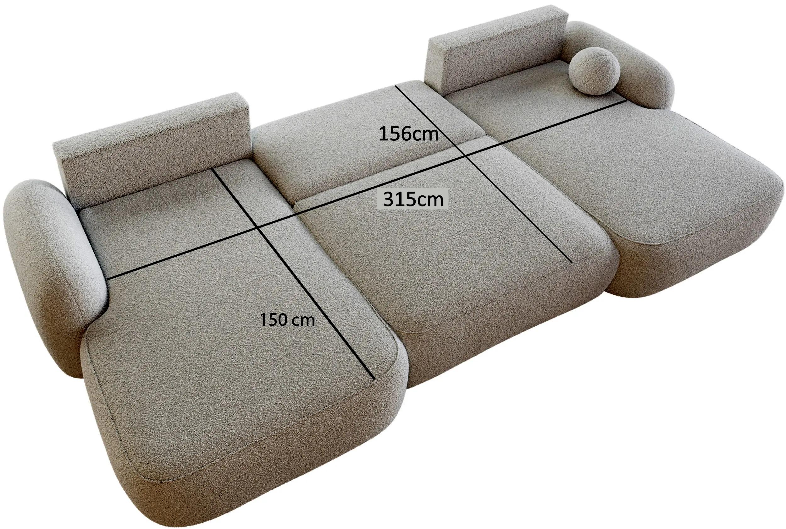 Canapea in forma de U Space Meble Molly U Terra Frotte 3 (Beige) - 5