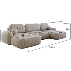 Canapea in forma de U Space Meble Molly U Terra Frotte 3 (Beige) Thumb