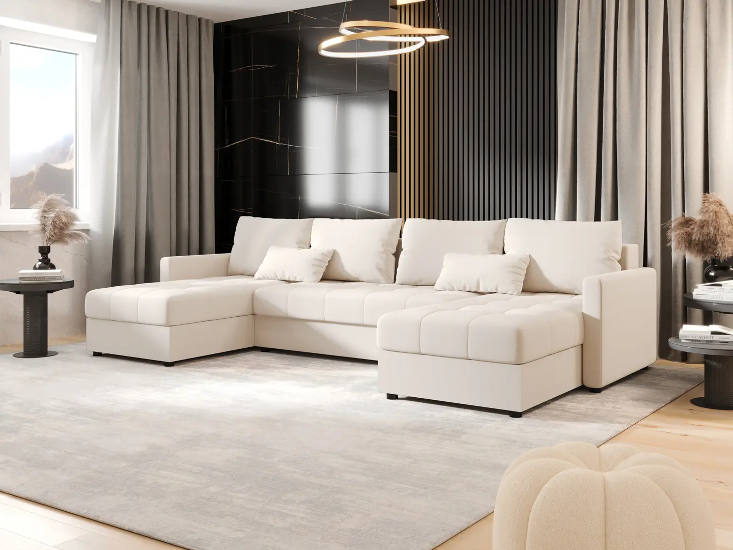 Canapea in forma de U Space Meble Mos U Bis Cosmic 10 (Cream)