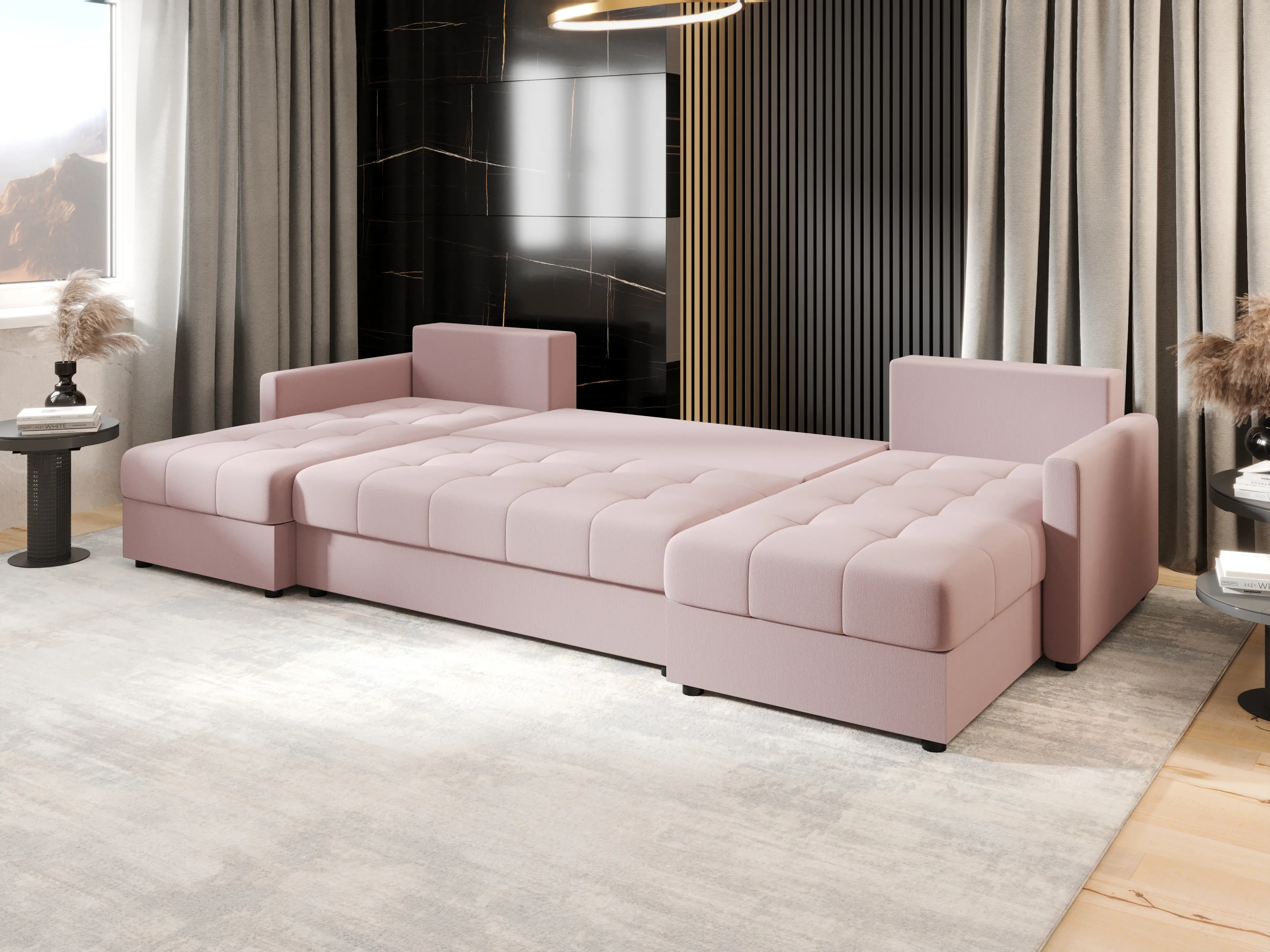 Canapea in forma de U Space Meble Mos U Bis Cosmic 14 (Powder Pink)