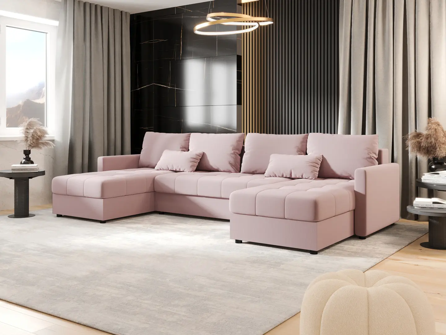 Canapea in forma de U Space Meble Mos U Bis Cosmic 14 (Powder Pink)