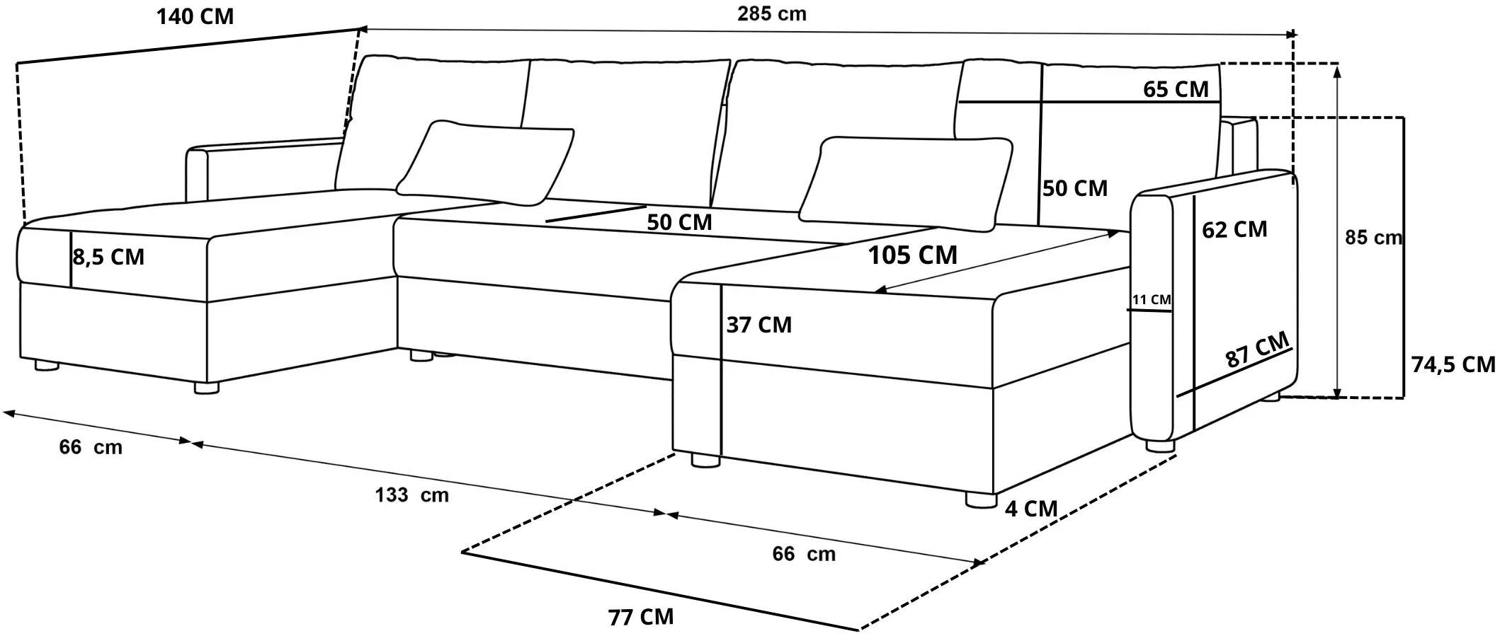 Canapea in forma de U Space Meble Mos U Bis Cosmic 800 (Brown)