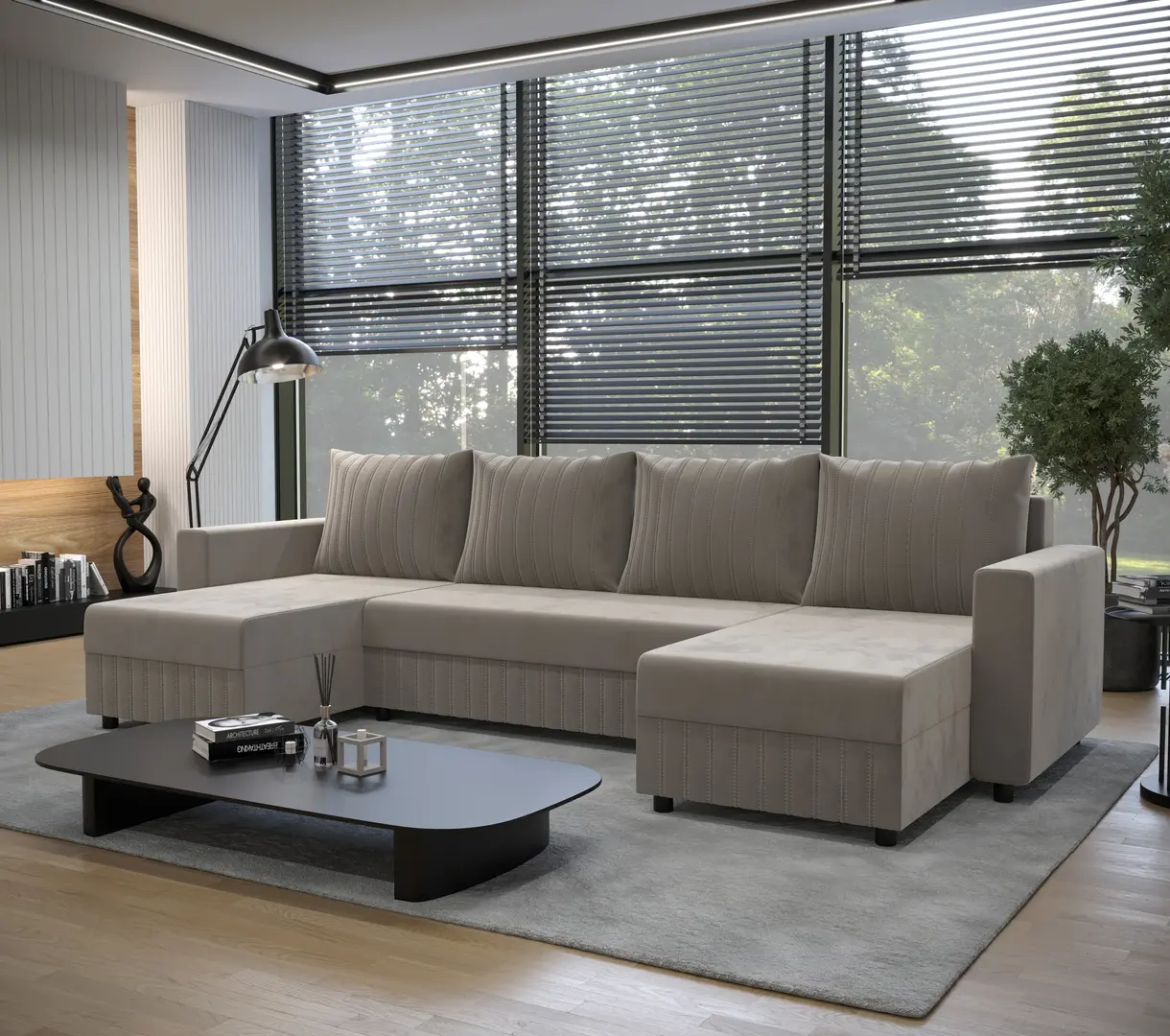 Canapea in forma de U Space Meble Park U Bis Riviera 16 (Beige)