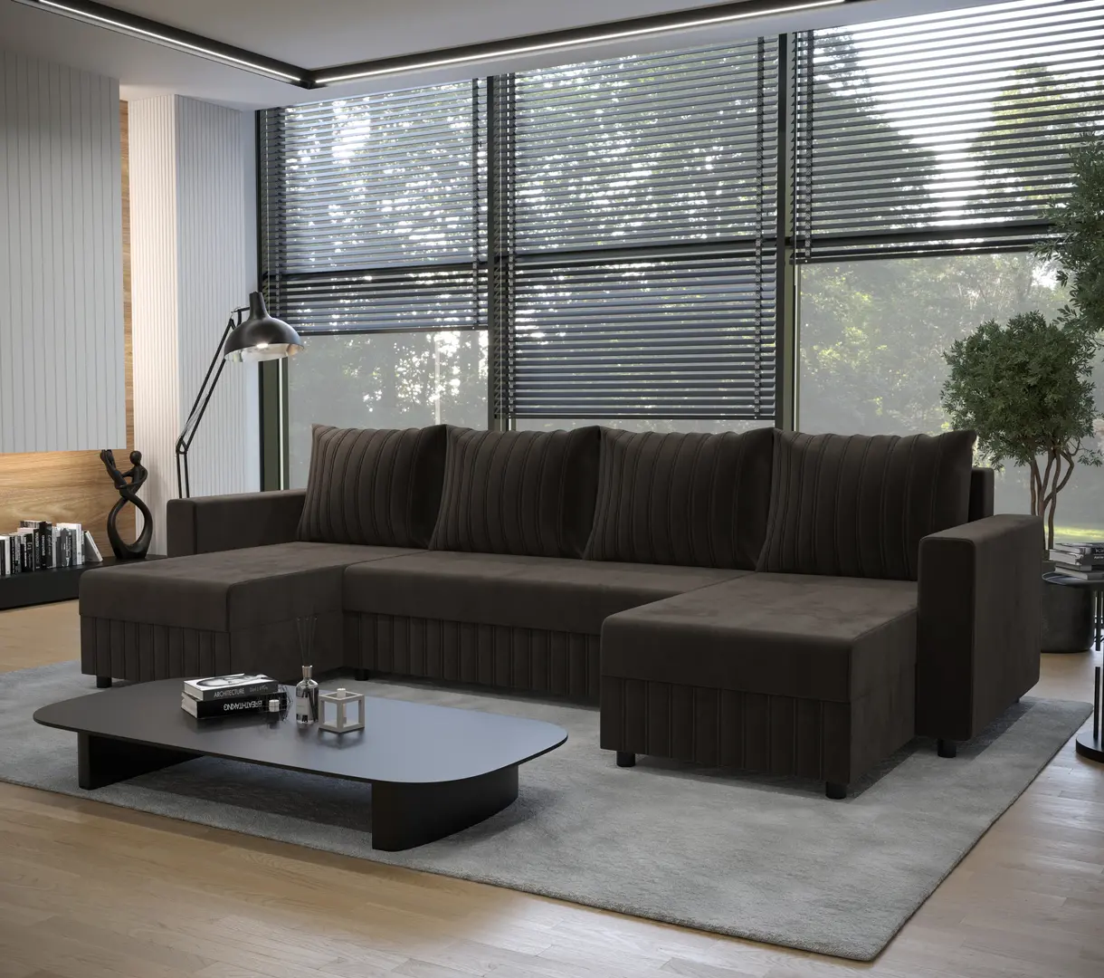 Canapea in forma de U Space Park U Bis Riviera 97 (Graphite)