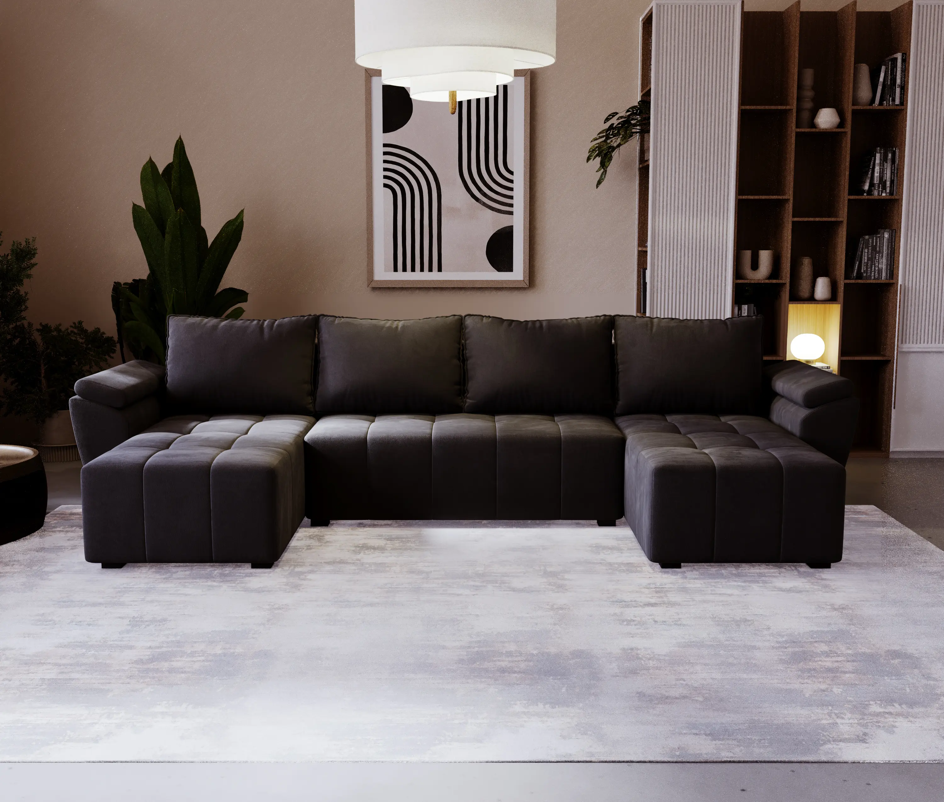 Диван П-образный Space Meble Zeus U Bis Monolith 97 (Dark Graphite)