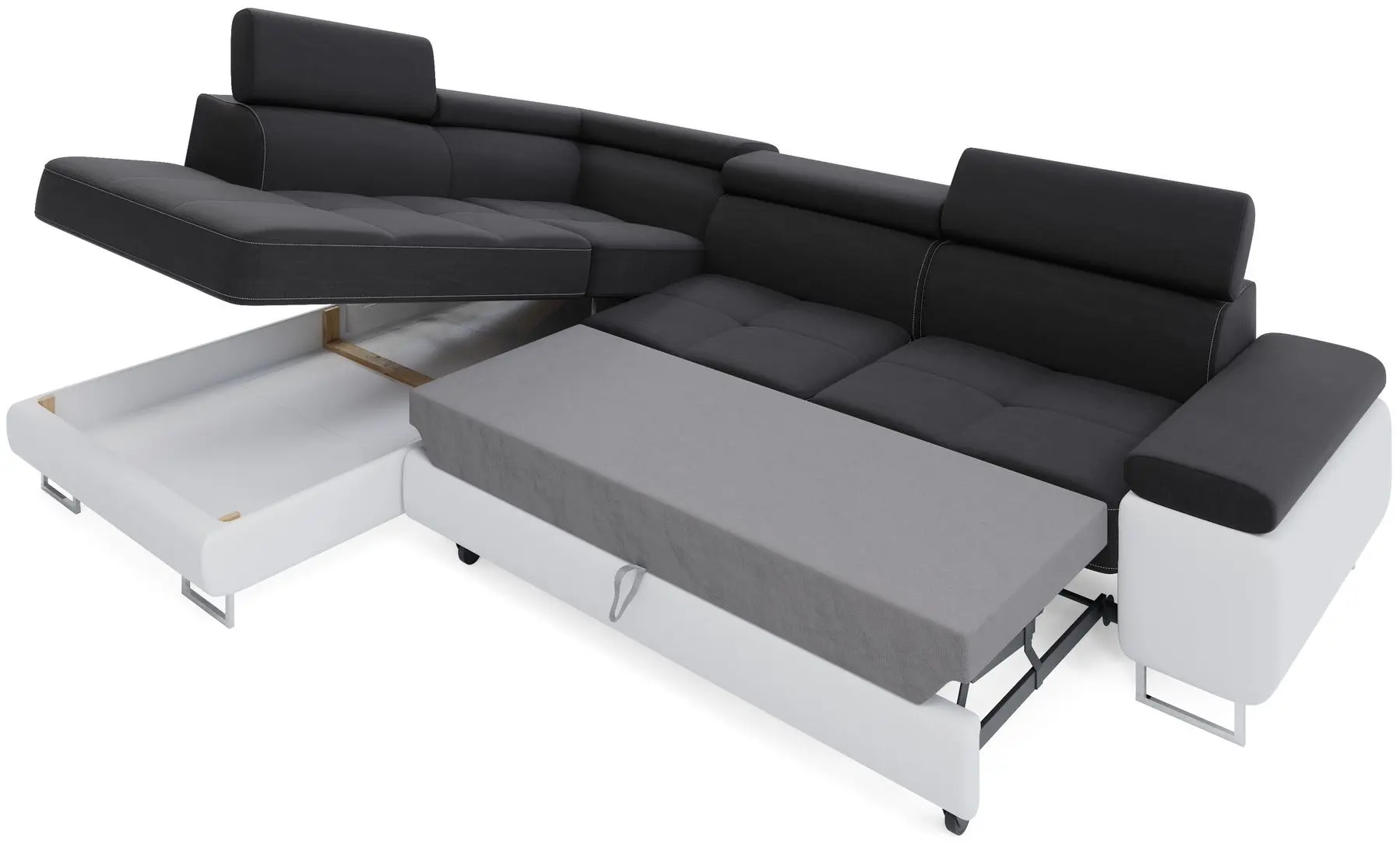 Canapea de colt Space Meble Anton L Left Sawana 14/D4 (Black/Gray)