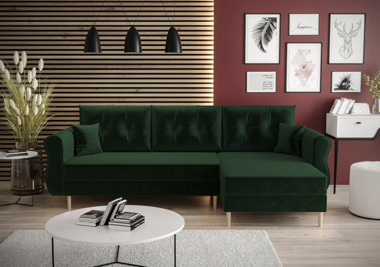 Canapea de colt Space Meble Apollo L Itaka 10 (Green Dark)