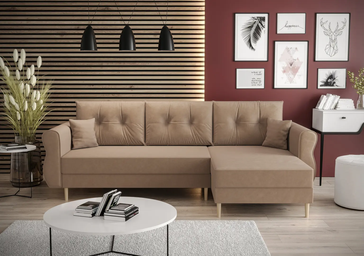 Canapea de colt Space Meble Apollo L Itaka 48 (Beige Dark)