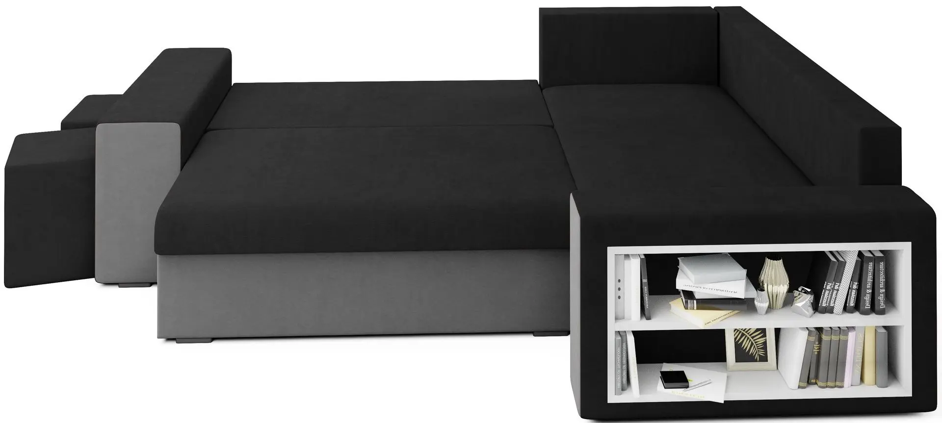 Canapea de colt Space Meble Dallas Right Mikrofaza 15/Mikrofaza 27 (Black/Gray)