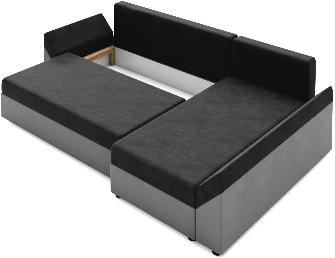 Canapea de colt Space Meble Dante L Mikrofaza 27/Mikrofaza 15 (Gray/Black)