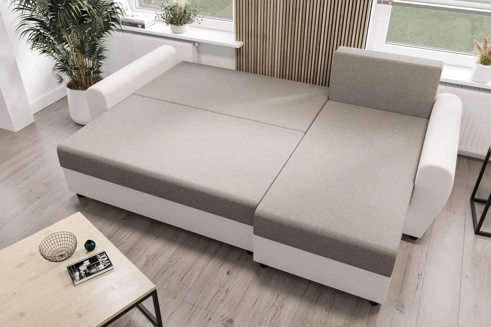 Canapea de colt Space Meble Fiona Rainbow 15/Rainbow 62 (Black/Lime Green)