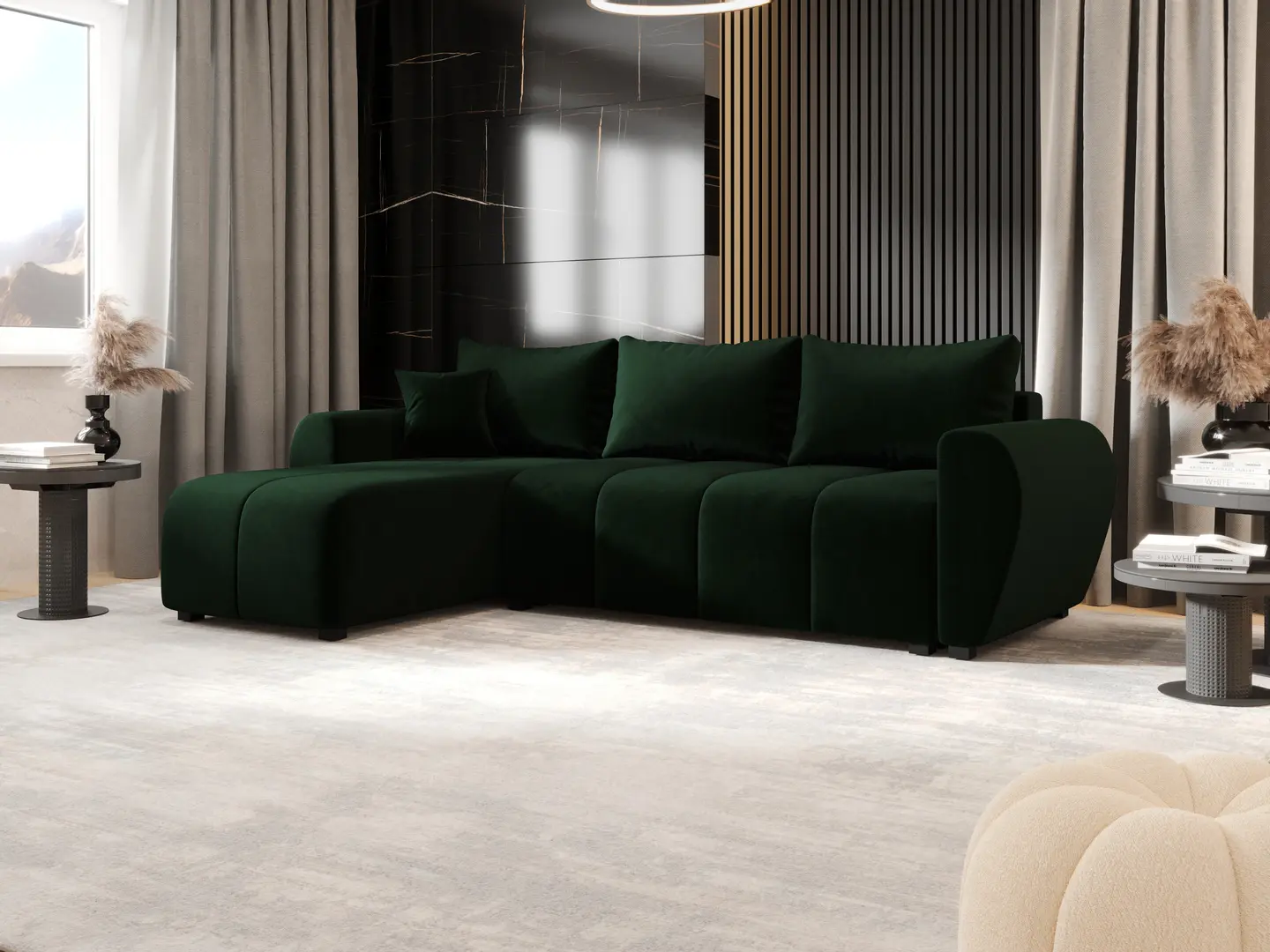 Canapea de colt Space Meble Molisa L Itaka 10 (Green Dark)