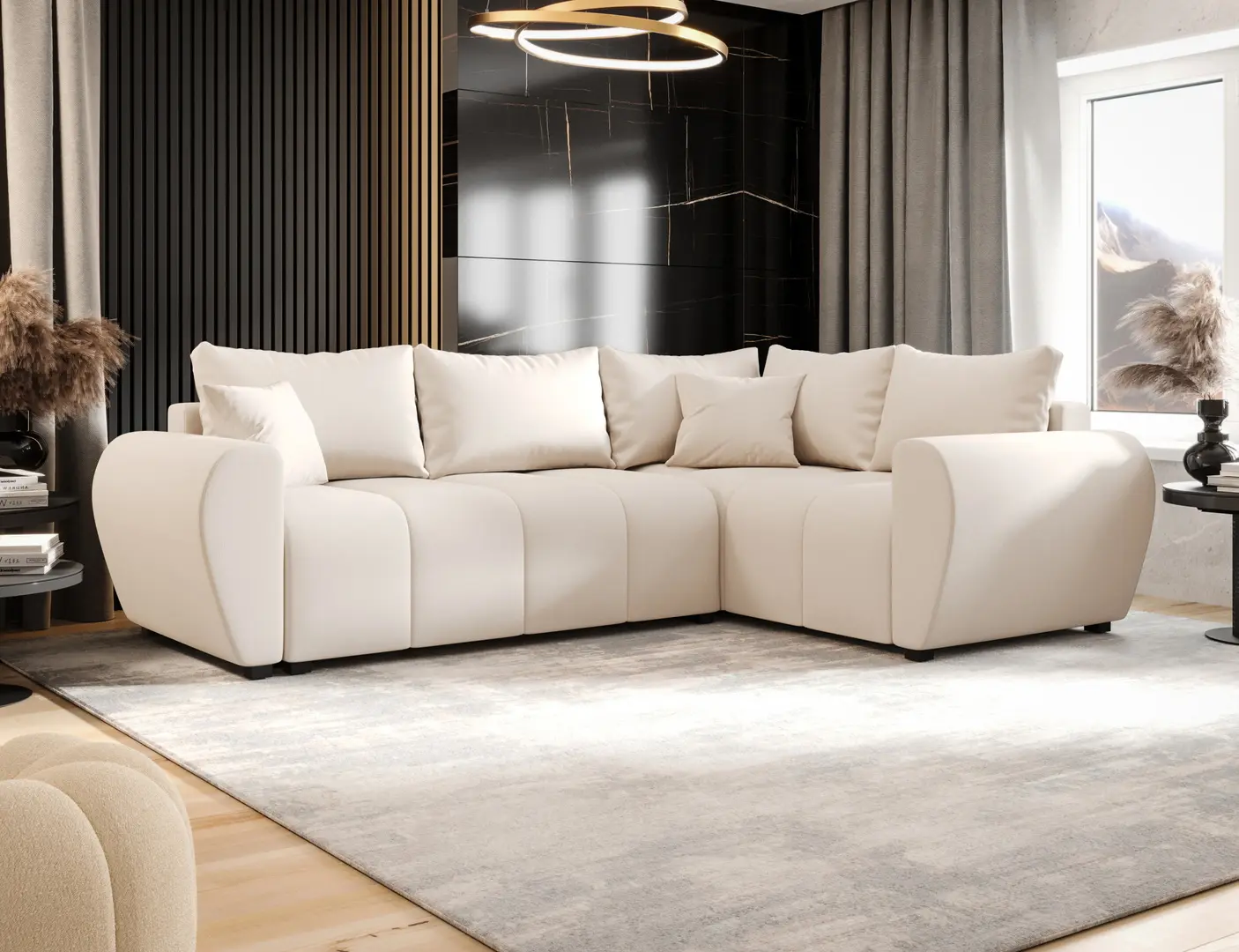Canapea de colt Space Meble Molisa L Plus Cosmic 10 Right (Cream)