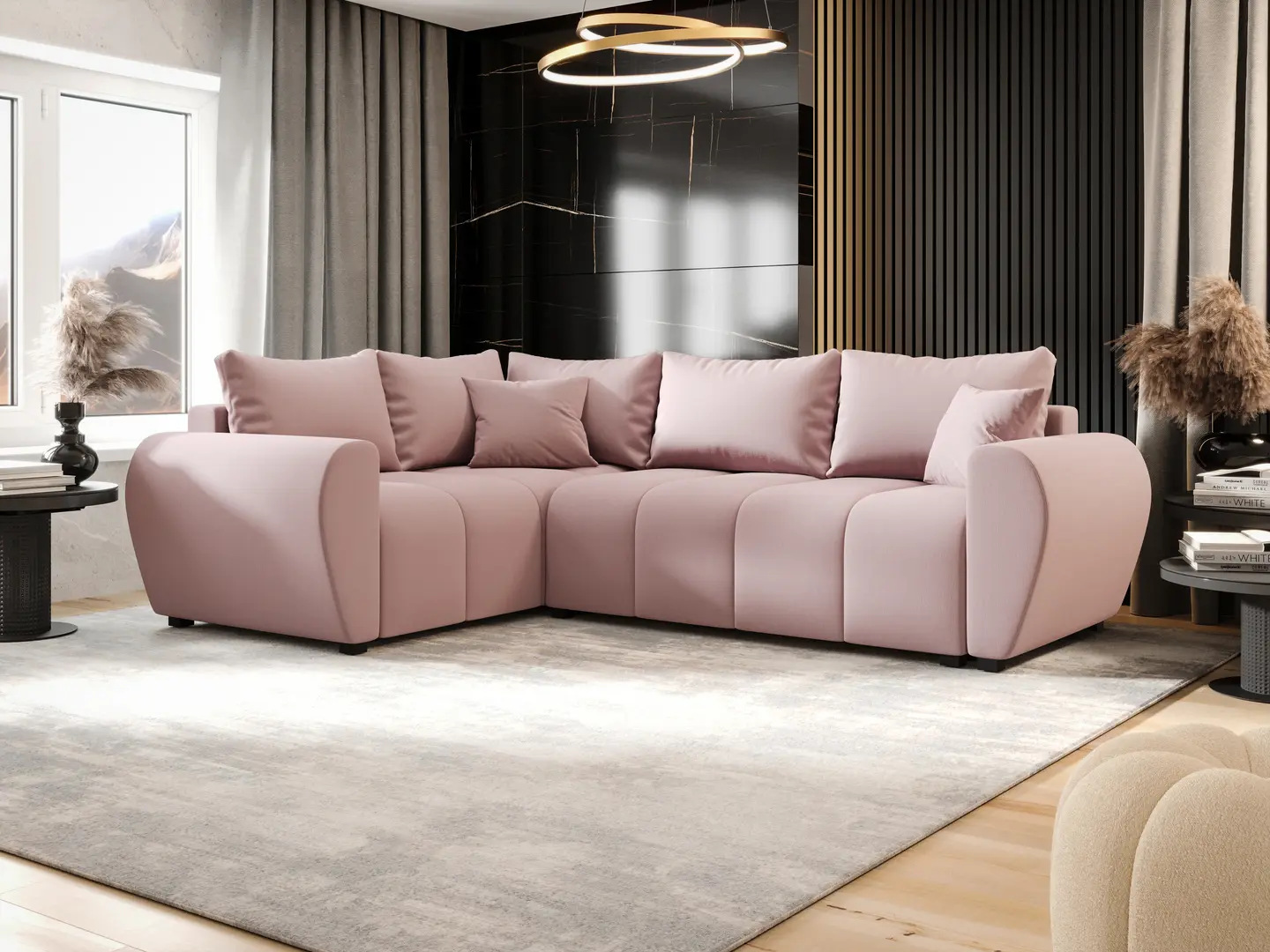 Диван угловой Space Meble Molisa L Plus Cosmic 14 (Powder Pink)