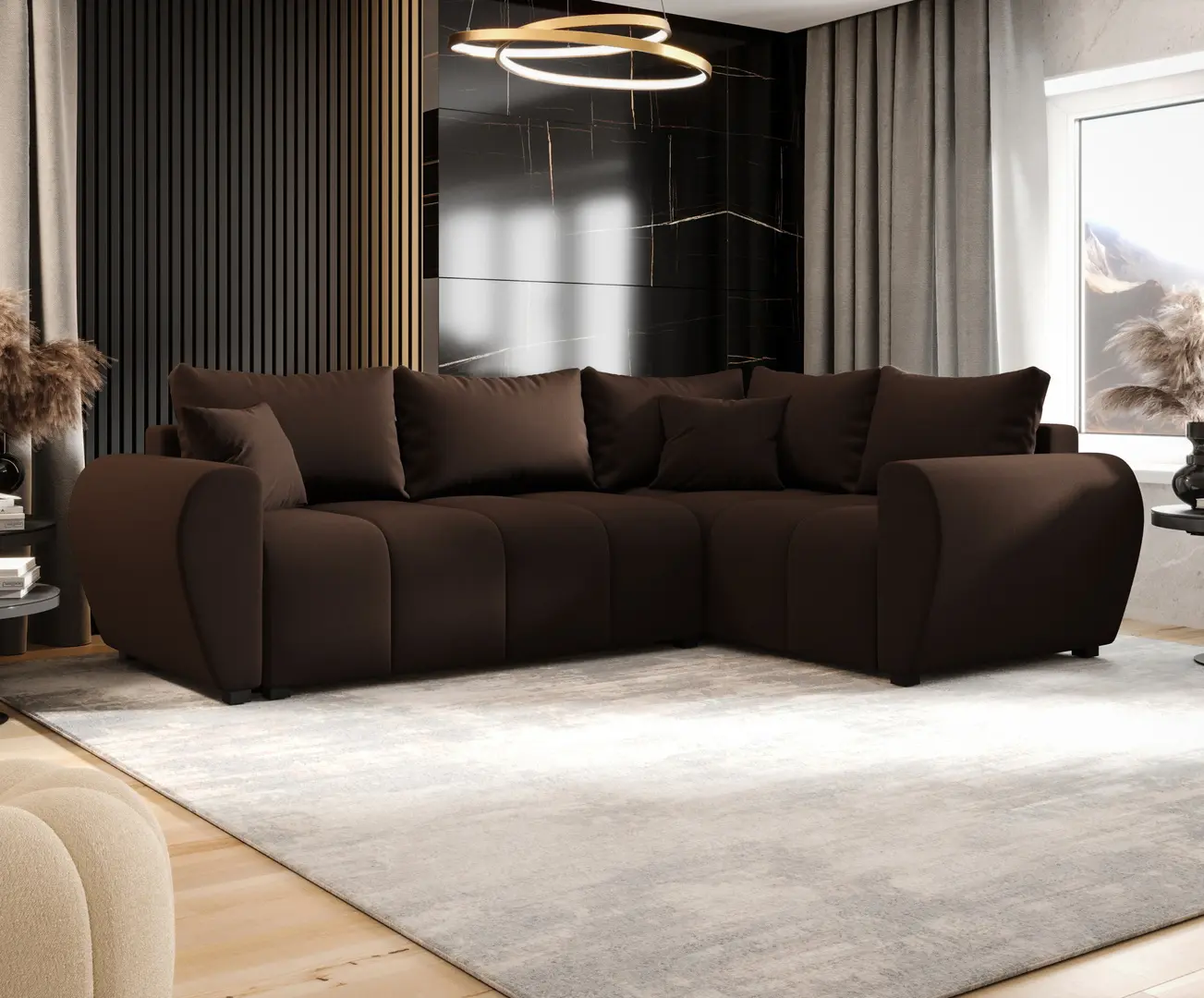 Canapea de colt Space Meble Molisa L Plus Cosmic 800 Right (Brown)