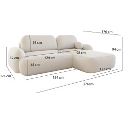 Canapea de colt Space Meble Molly L Terra Frotte 1 (Cream) Thumb