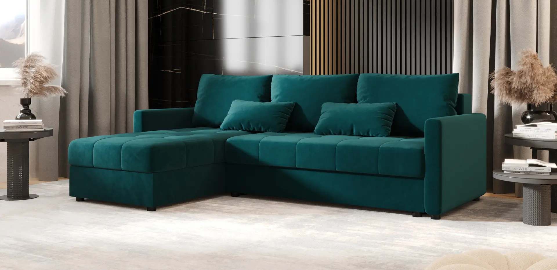 Canapea de colt Space Meble Mos L Bis Itaka 39 (Turquoise Dark)