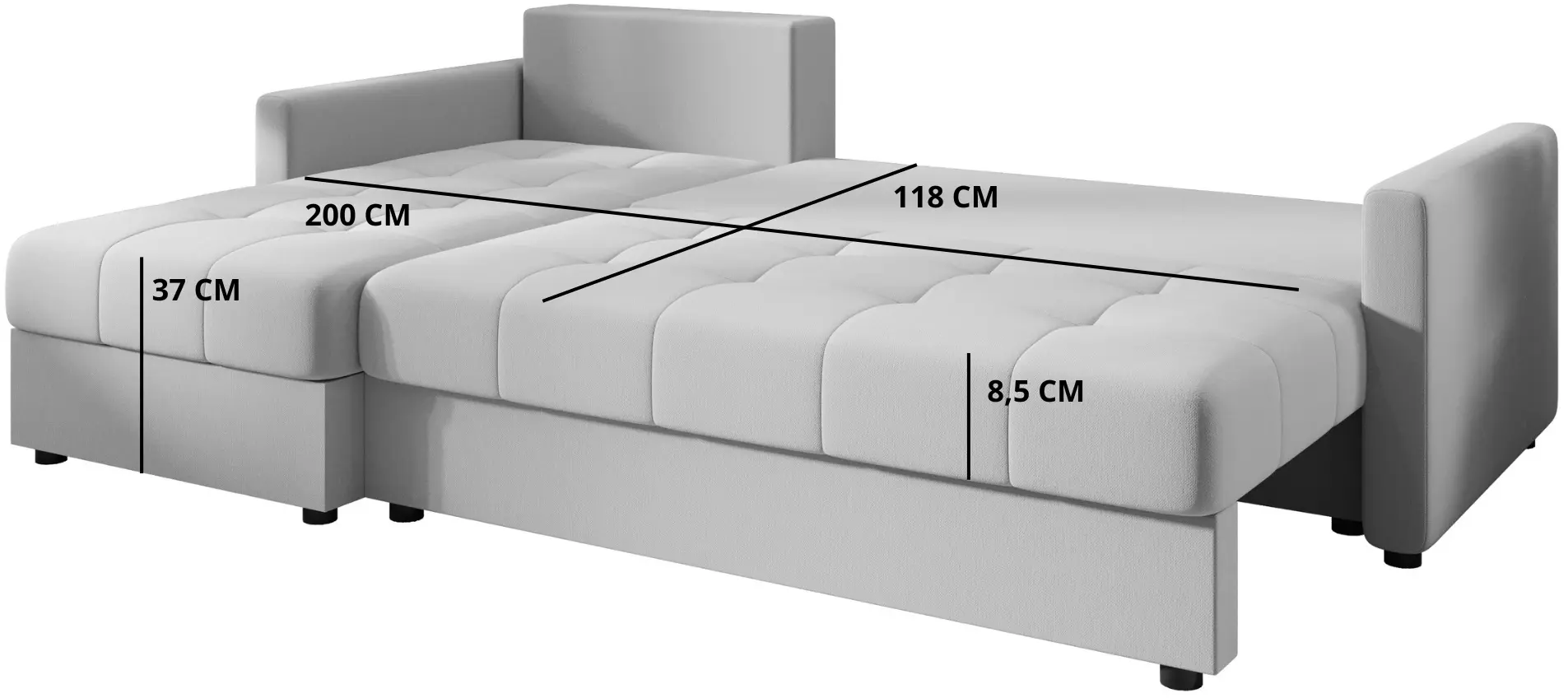 Canapea de colt Space Meble Mos L Bis Itaka 50 (Gray Light)