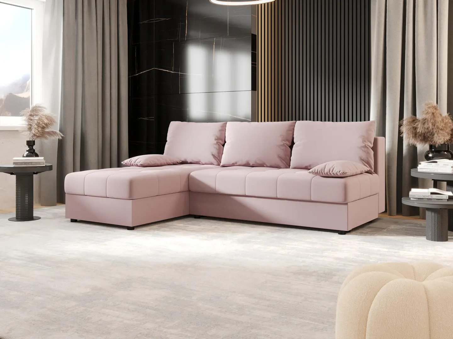 Canapea de colt Space Meble Mos L Cosmic 14 (Powder Pink)