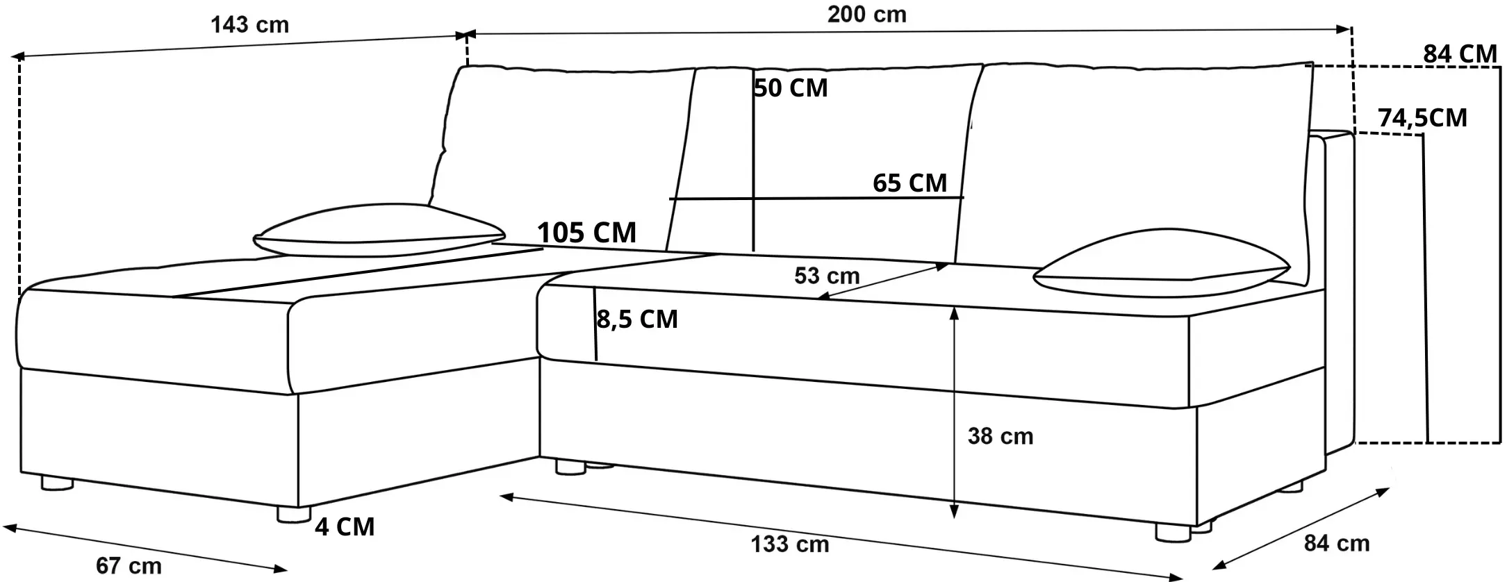 Canapea de colt Space Meble Mos L Cosmic 160 (Gray)
