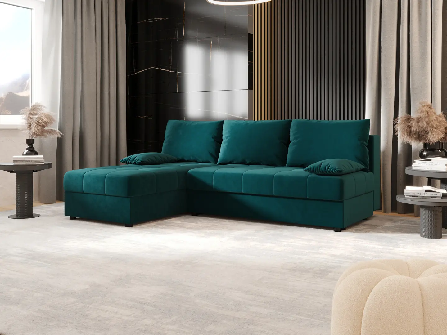 Canapea de colt Space Meble Mos L Itaka 39 (Turquoise Dark)