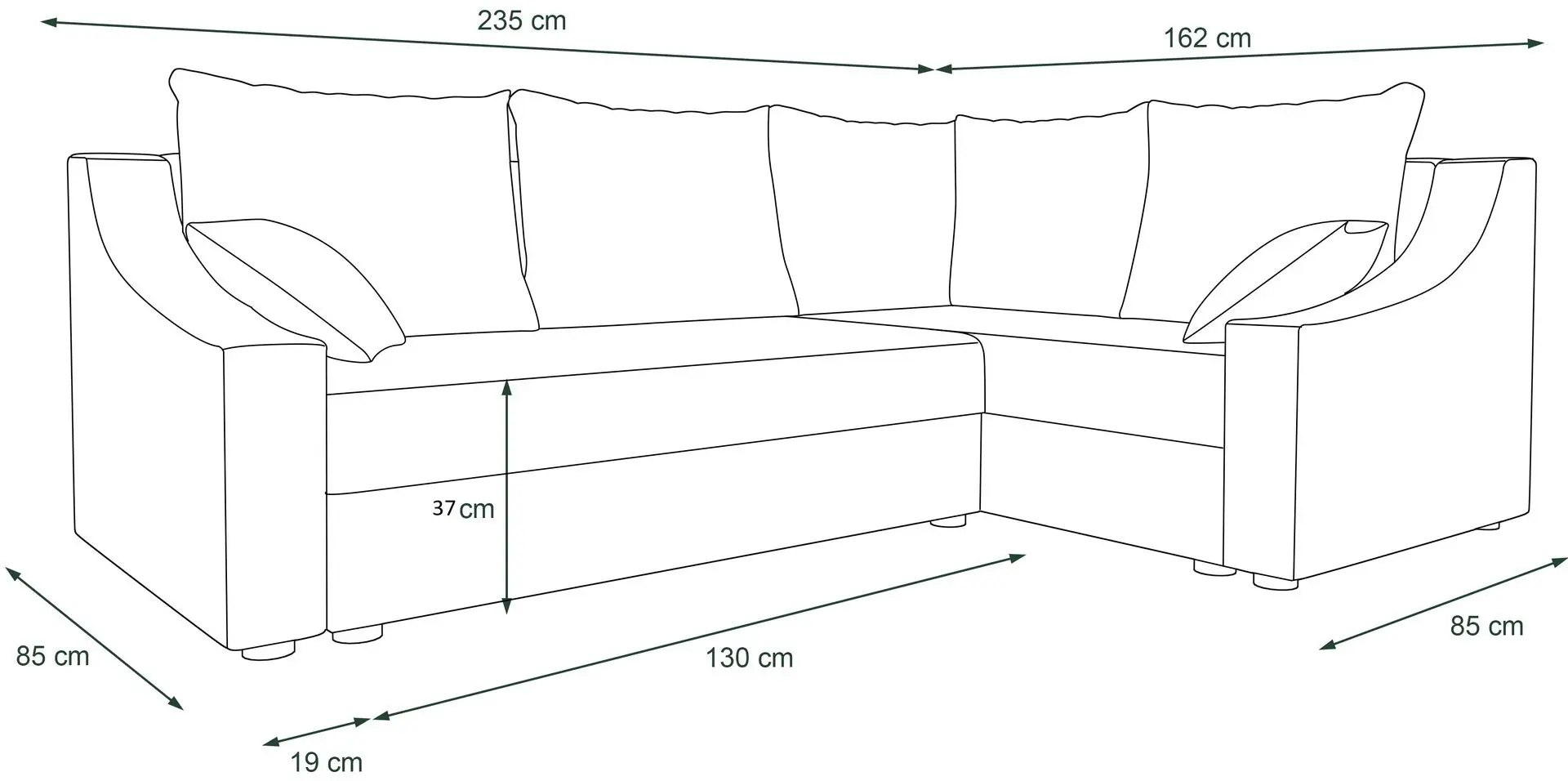 Canapea de colt Space Meble Ontario Plus Left Sawana 05/Sawana 21 (Gray Dark/Gray) - 5